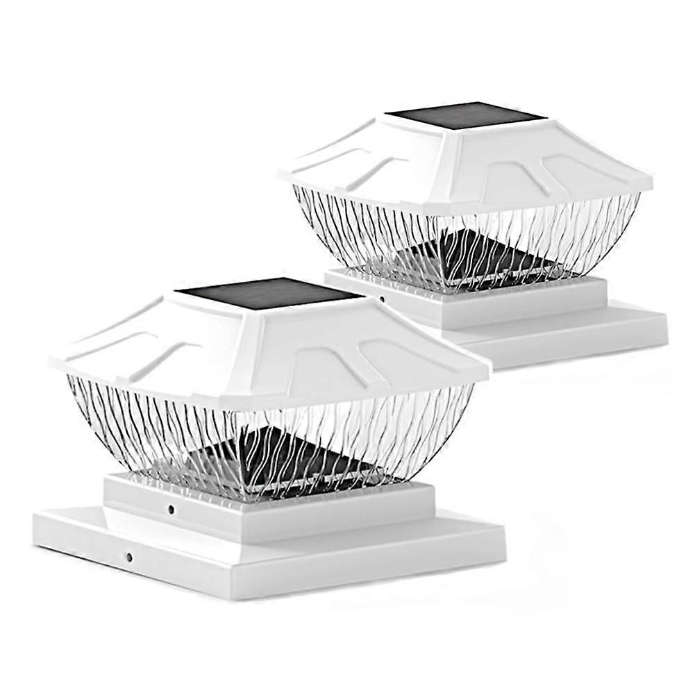 Solar Post Cap Lights Outdoor Deck Fence Lights 2 Pack Solar Powered IP65 Waterproof White