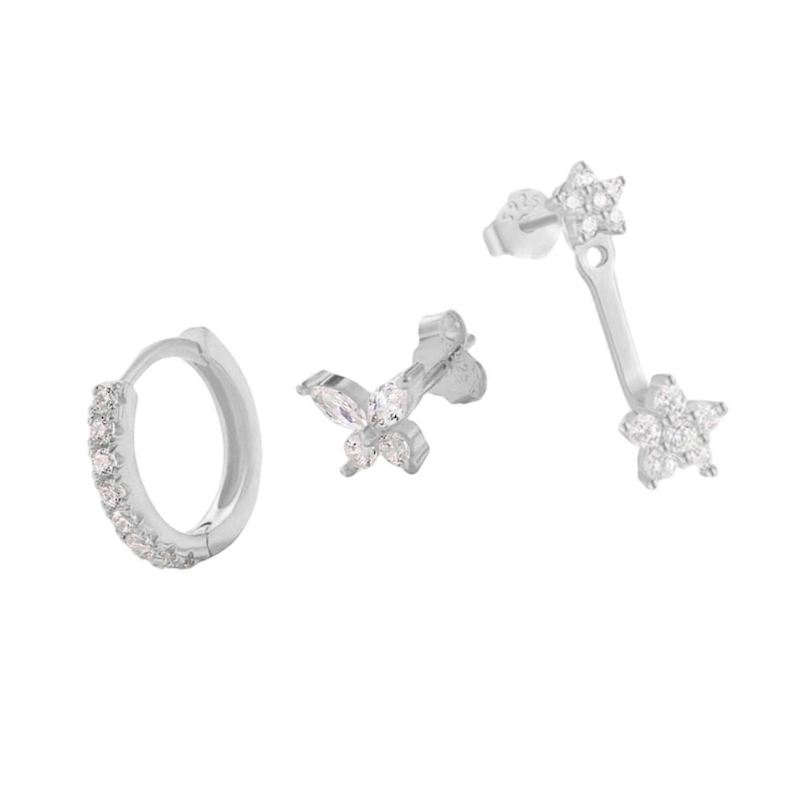 Elegant Butterfly Star Stud Earrings With Cubic Zirconia Copper Alloy For Sensitive Skin Multicolor