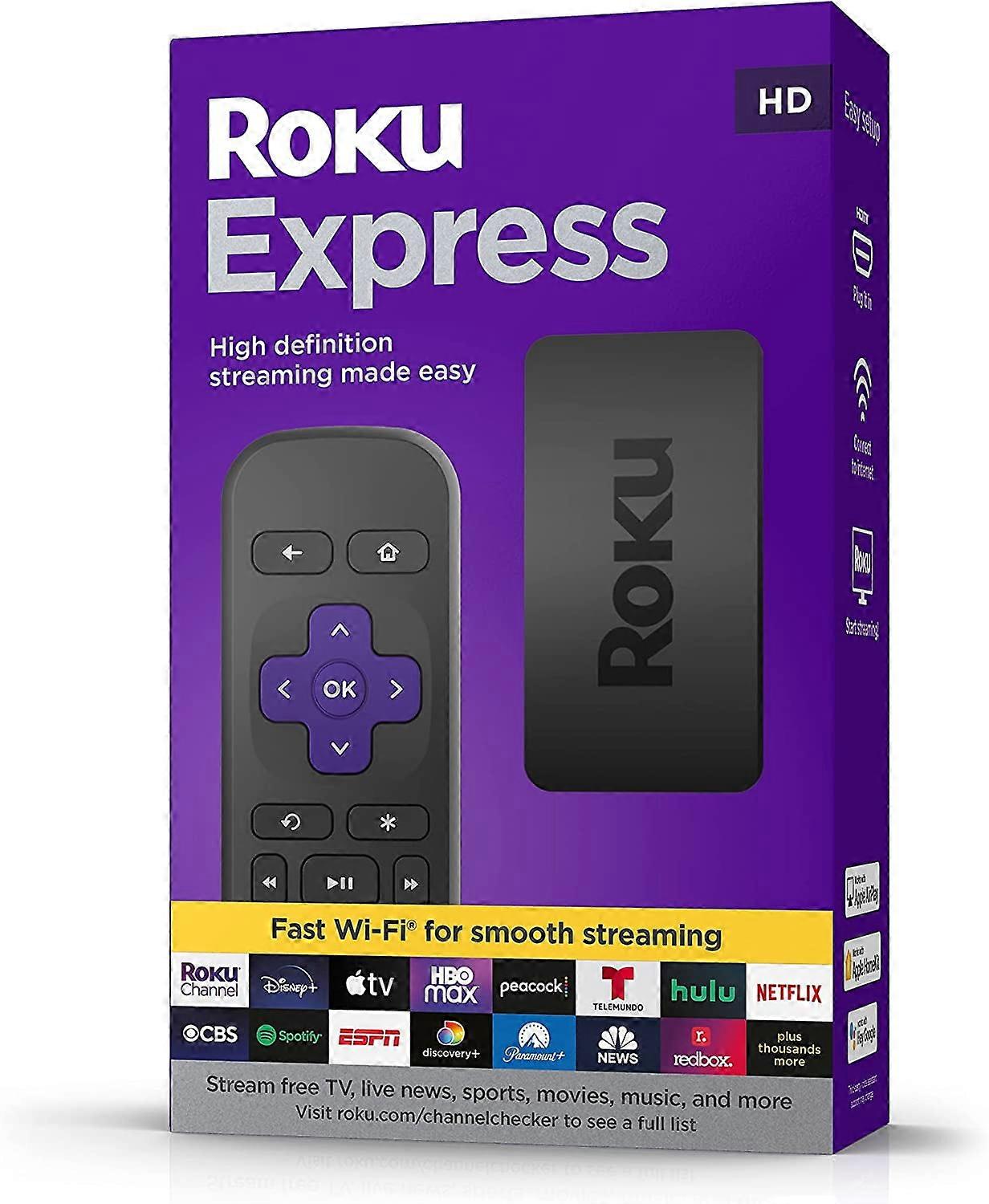 Express | HD Streaming Device with Standard Remote (no TV controls), Free & Live TV