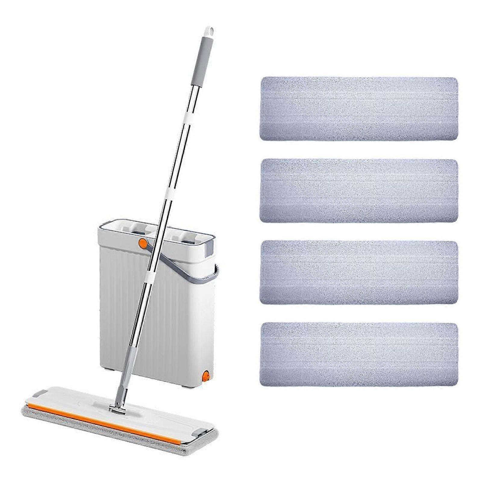Mop and Bucket with Wringer Set,Flat Floor Mop and Bucket with Reusables Microfiber Pad for Home,Wall Floor Cleaning Multicolor