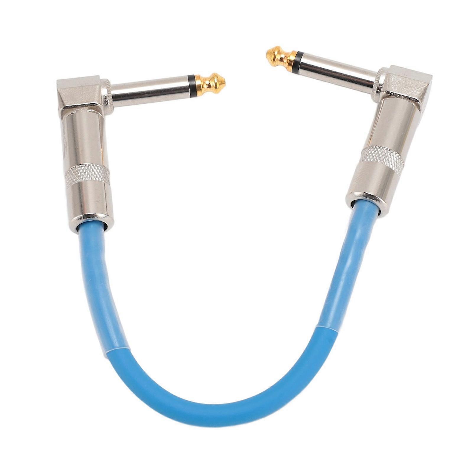 6個のギターパッチケーブル6インチ6.35mm直角オーディオケーブルエフェクトペダルミキサーアンプエレキギターベースブルー