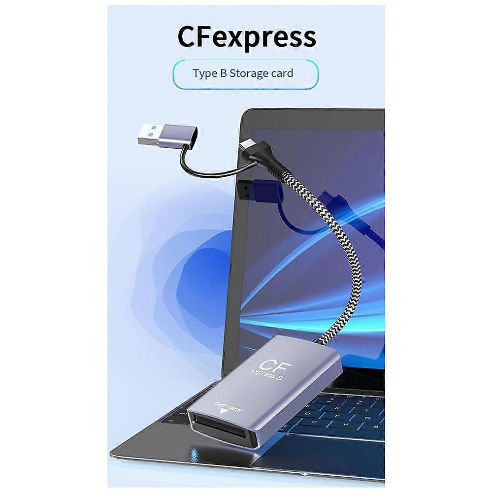 2 in 1 CF Express Type B SD Card Reader CF Express Card Reader Type B Adapter USB 3.2 10Gbps Portable CF Express Reader
