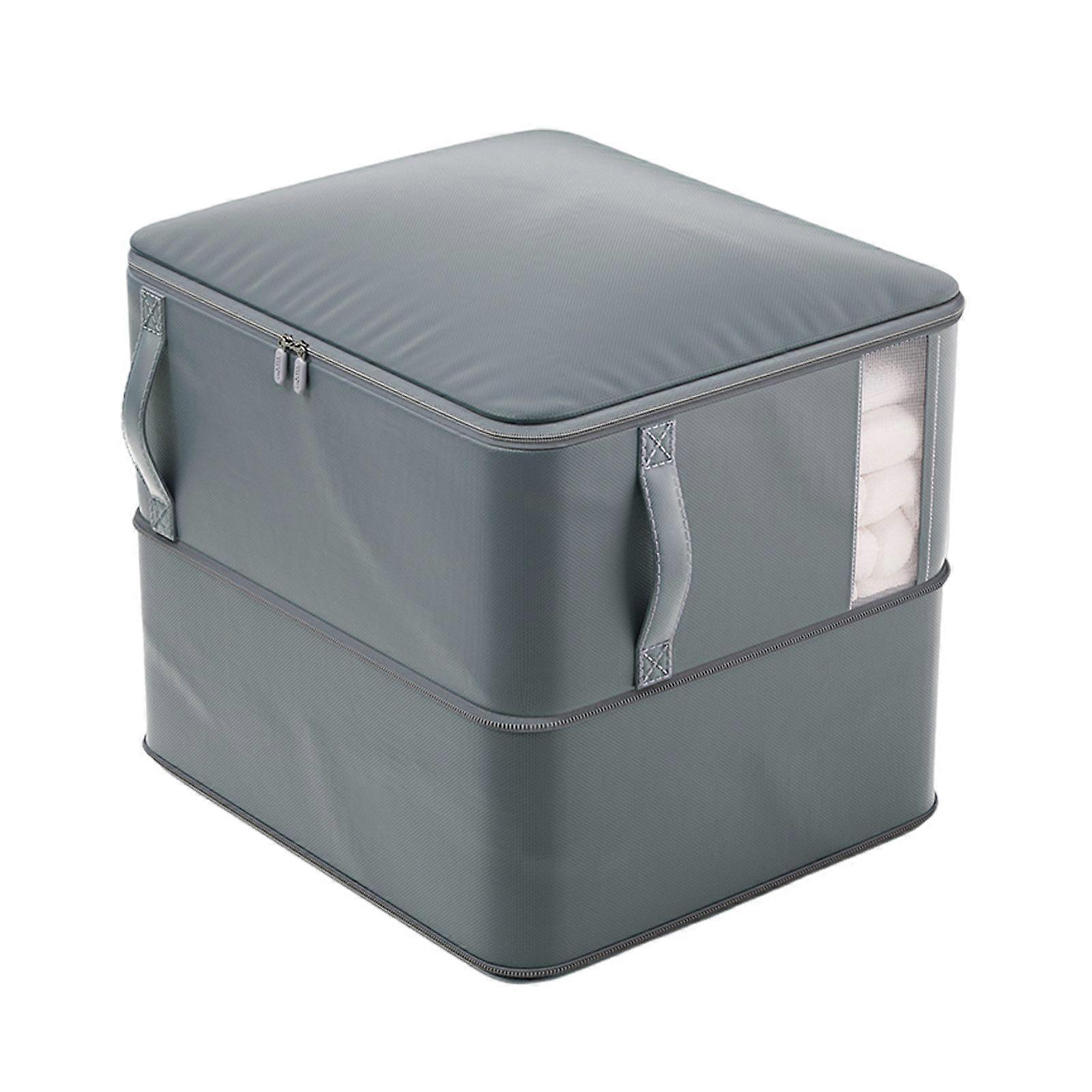 Collapsible Comforter Bag Zippered Self Compression Clothes Storage Bag with Transparent Window Large Capacity Expandable Closet Organizer for Quilts 