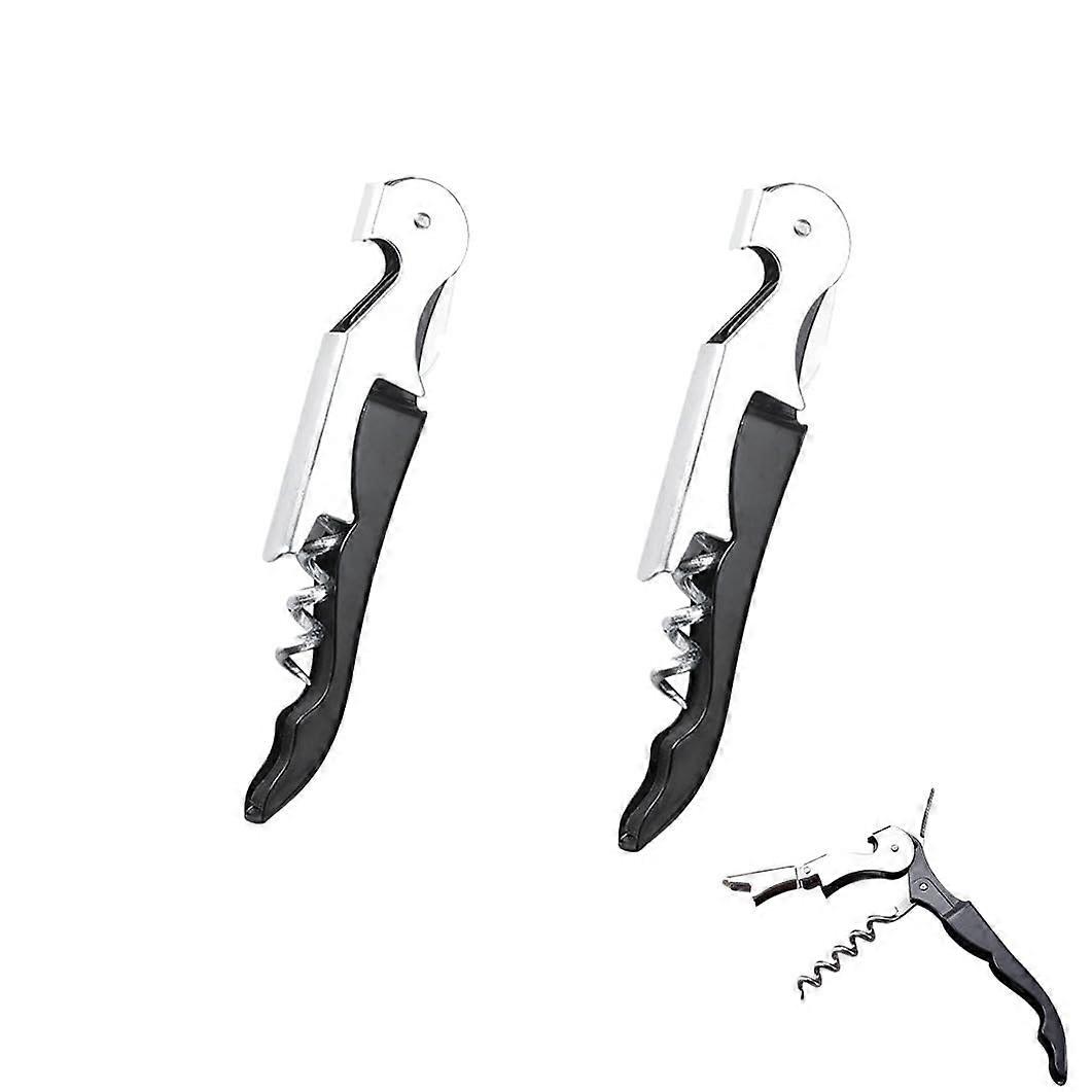 Wine Opener Corkscrew with Foil Cutter and Bottle Opener, Double Hinged Stainless Steel Wine Key for Bartenders and Sommeliers, 2 Pack