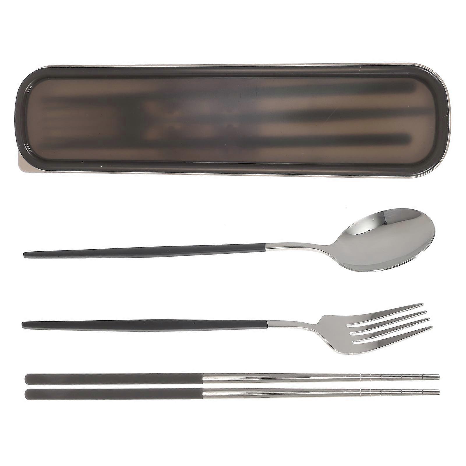 Three Piece Tableware Set Portable Cutlery Kit Flatware Multifunction Student Pp