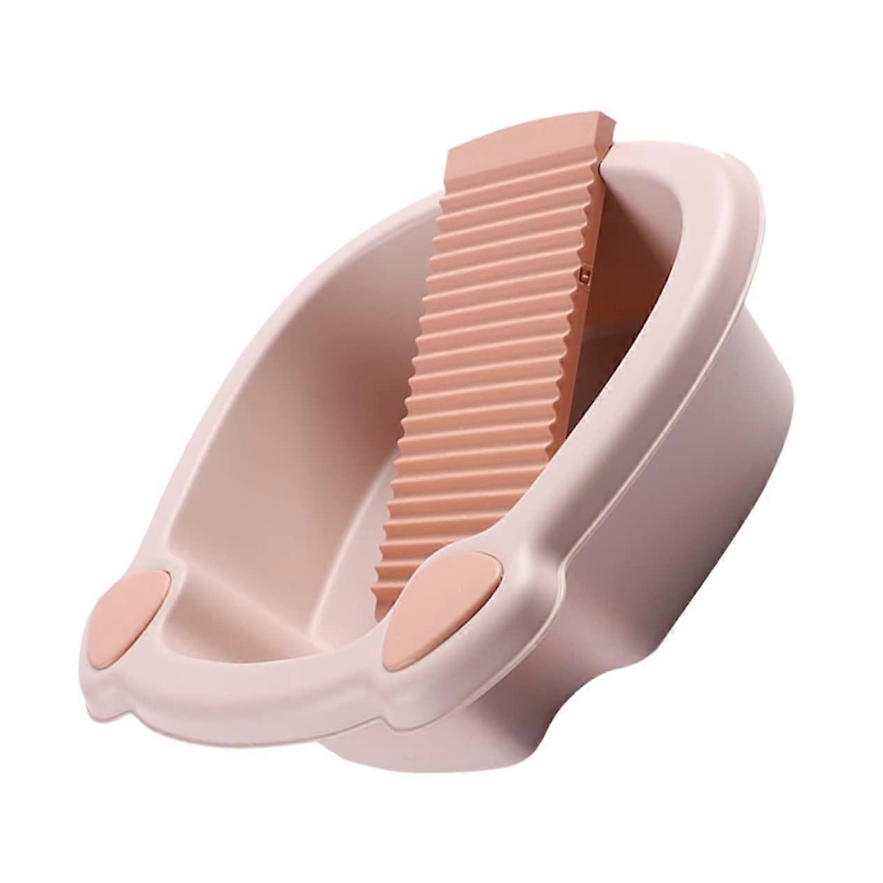 Hand Wash Basin with Integrated Washboard for Delicate Clothes Laundry in Home or Dorm Set