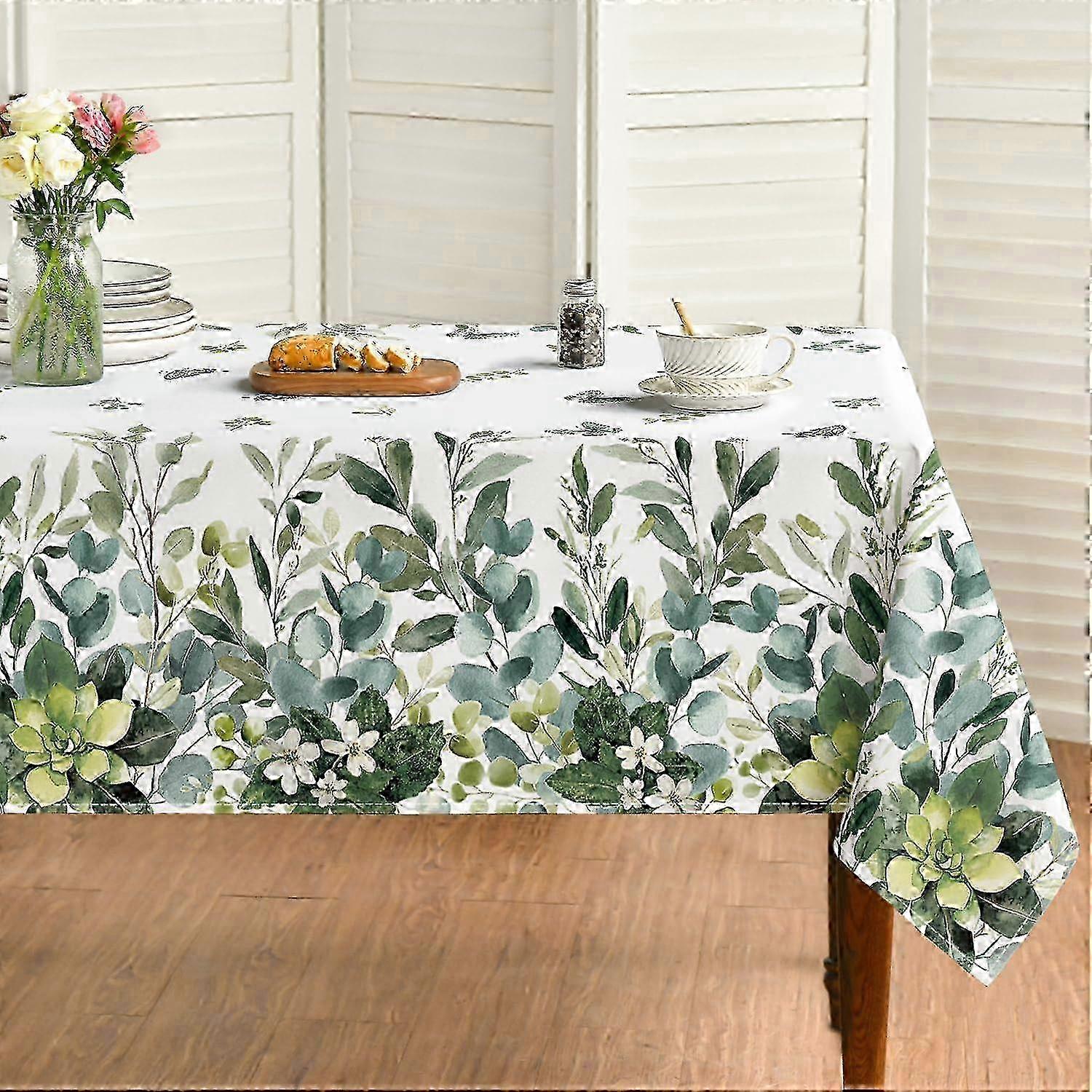 Spring Summer Eucalyptus Floral Tablecloth for Party Dinner Decor w
