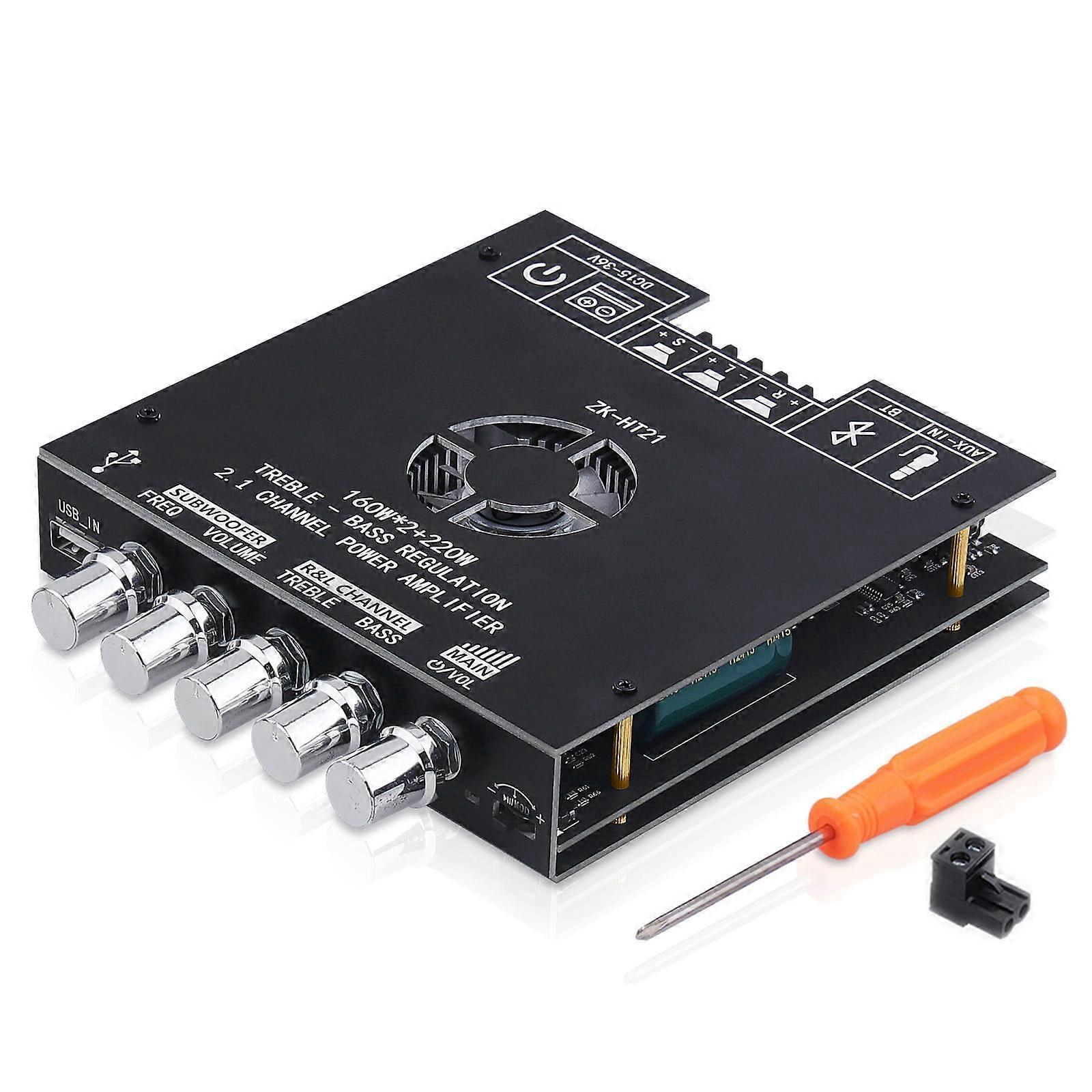 Bluetooth 2.1 Channel HiFi Audio Amplifier Board 160W x2+220W Subwoofer Bluetooth 5.0 for Home Speakers