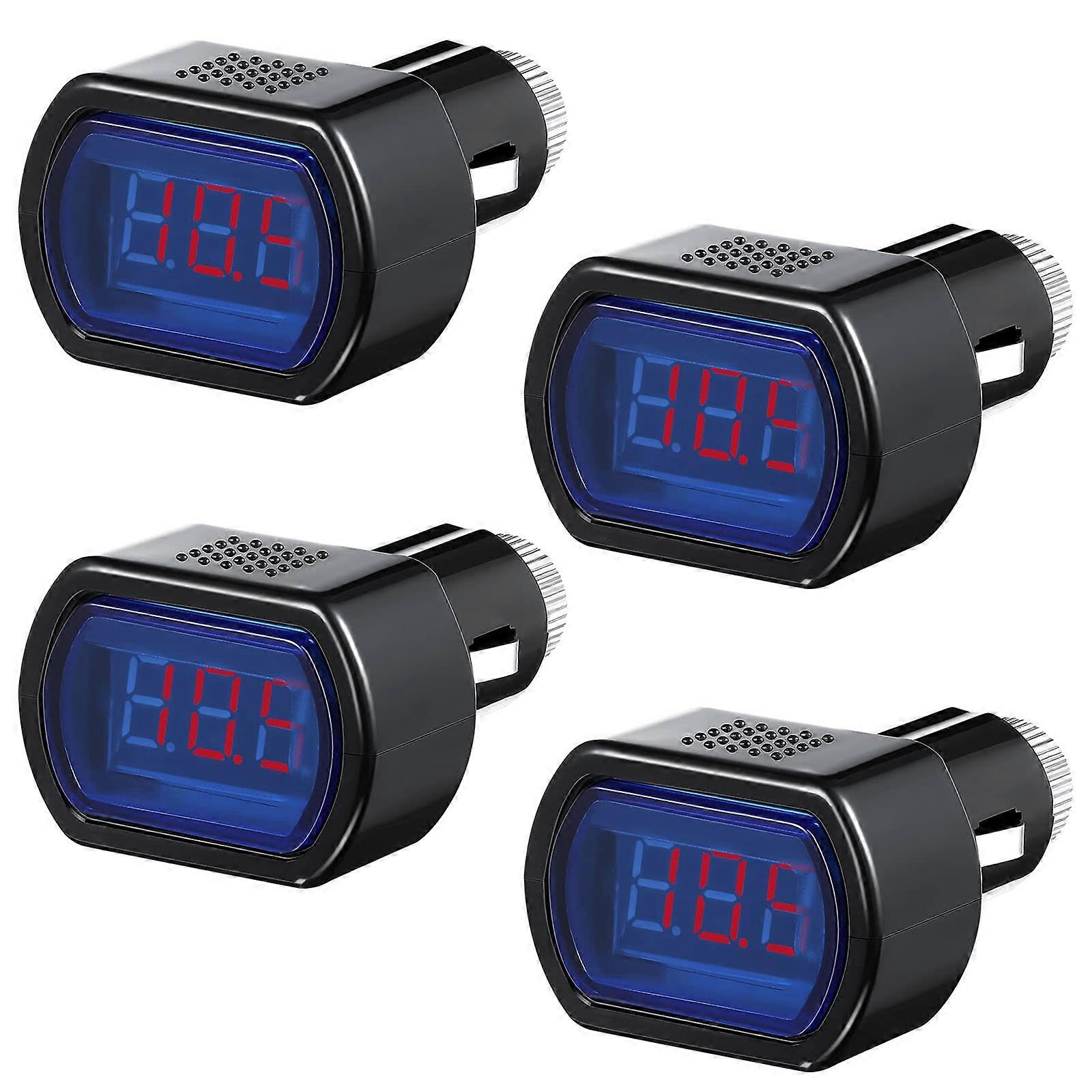 4 Pack 12V 24V Digital Car Voltage Meter with Bright LED Display for Auto Motorcycle Truck