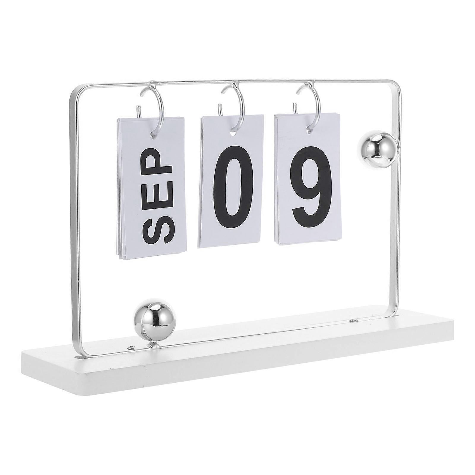 Silver Desk Perpetual Calendar 4Sets Flip Reusable Yearly Display