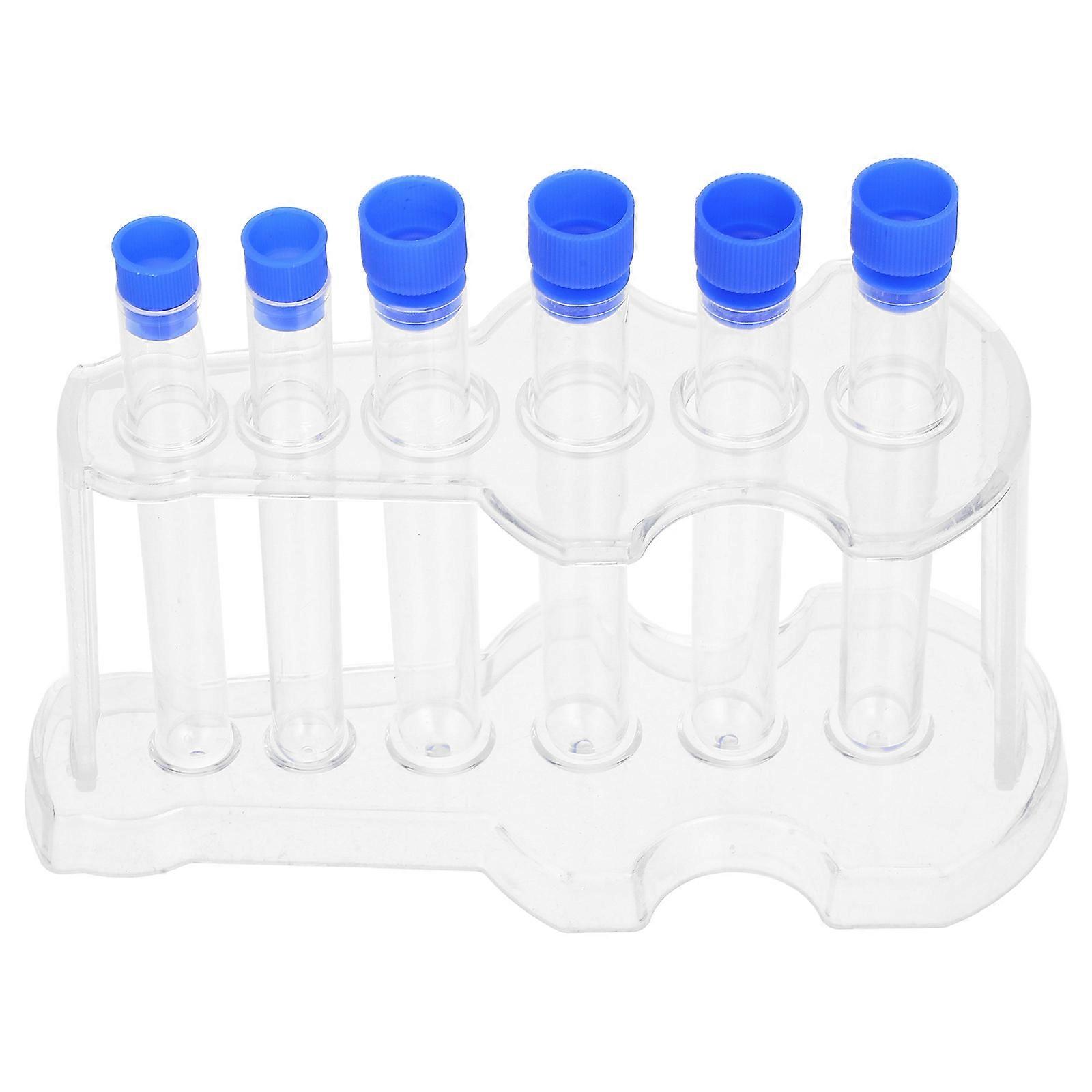 Clear Test Tubes with Durable Plastic Rack for Laboratory Use 6Hole Set