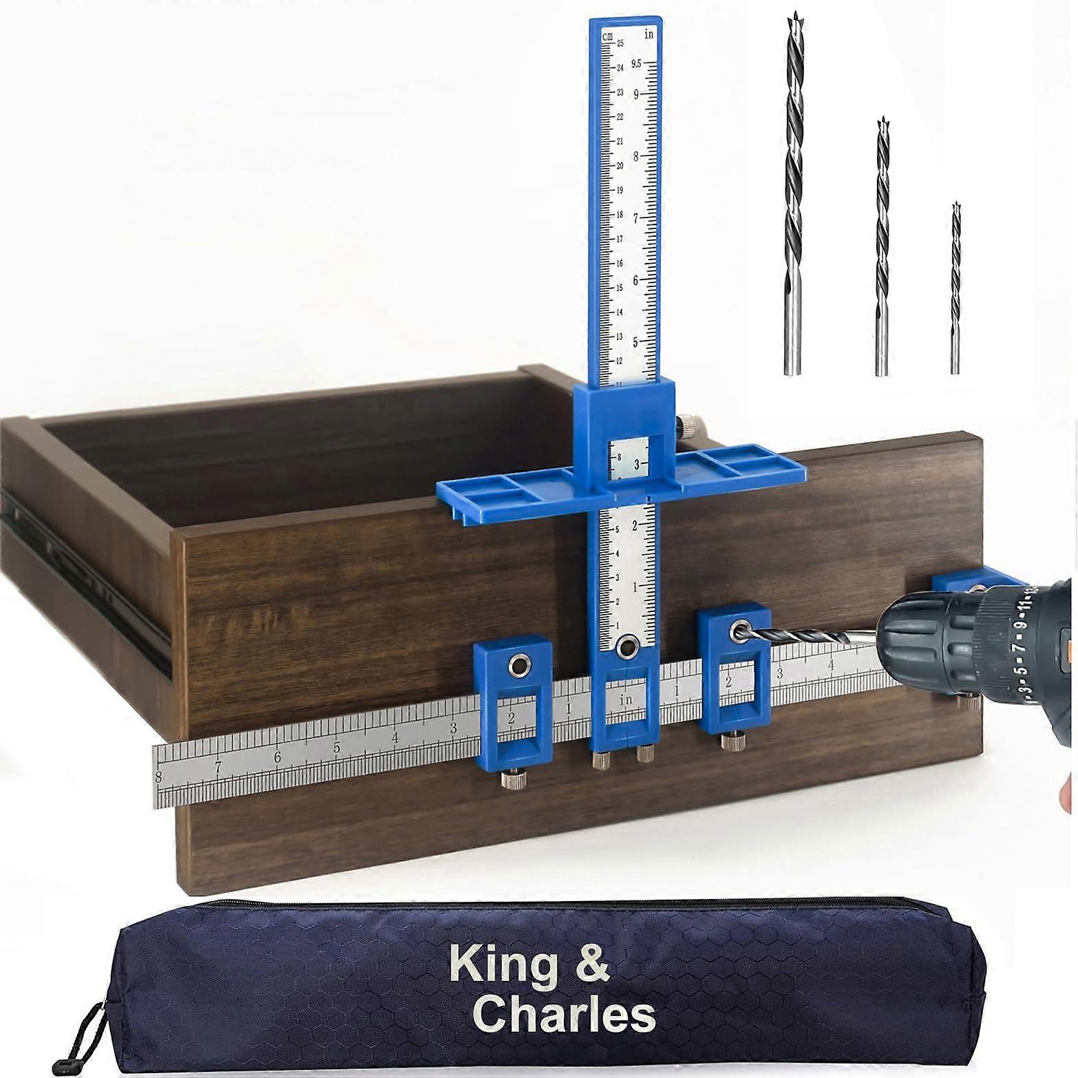 Cabinet Hardware Jig with 3 Drill Bits, Adjustable Handle Jig for Knobs and Pulls, Quick Precision Alignment