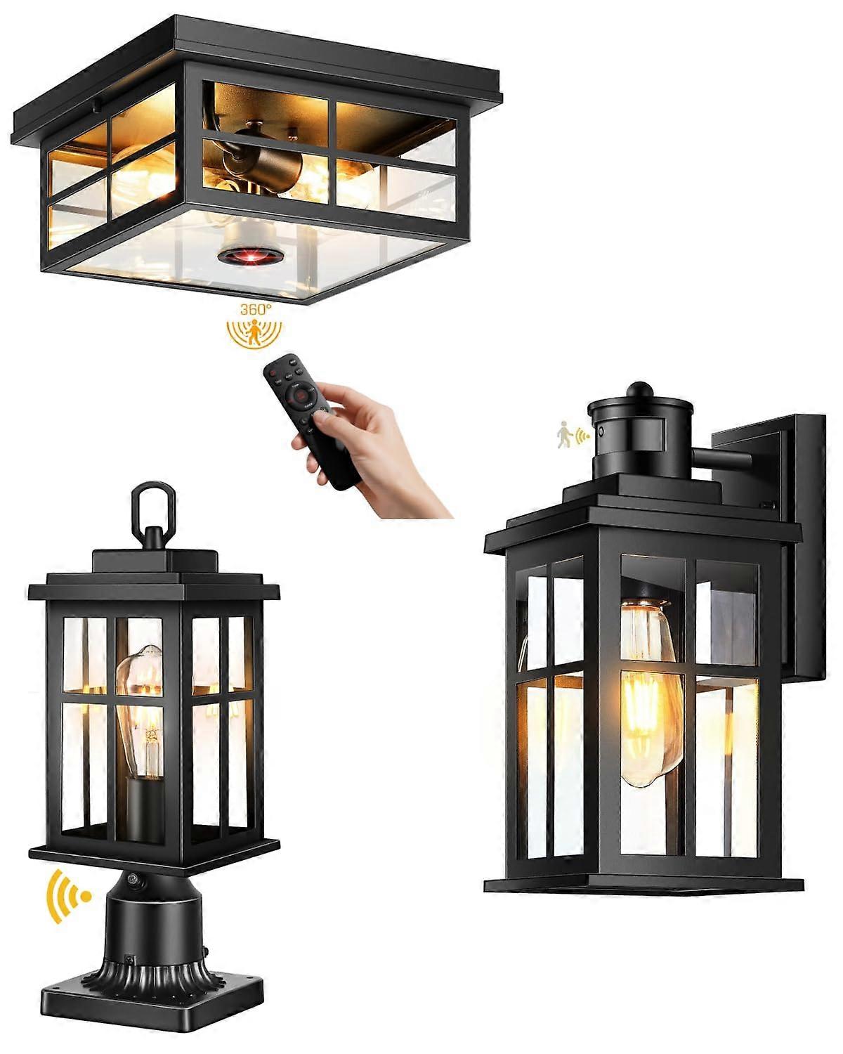 Outdoor Motion Sensor Light with Remote Control, Weatherproof Dusk to Dawn Security Lighting