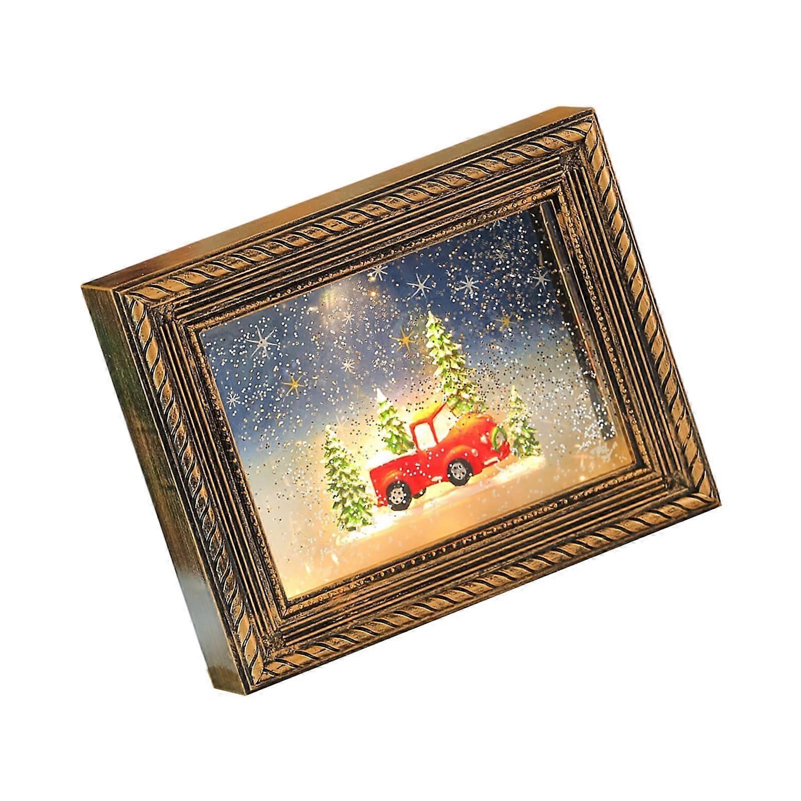Christmas Music Photo Frame with LED Snow Globe Effect and Builtin Music Box Decoration