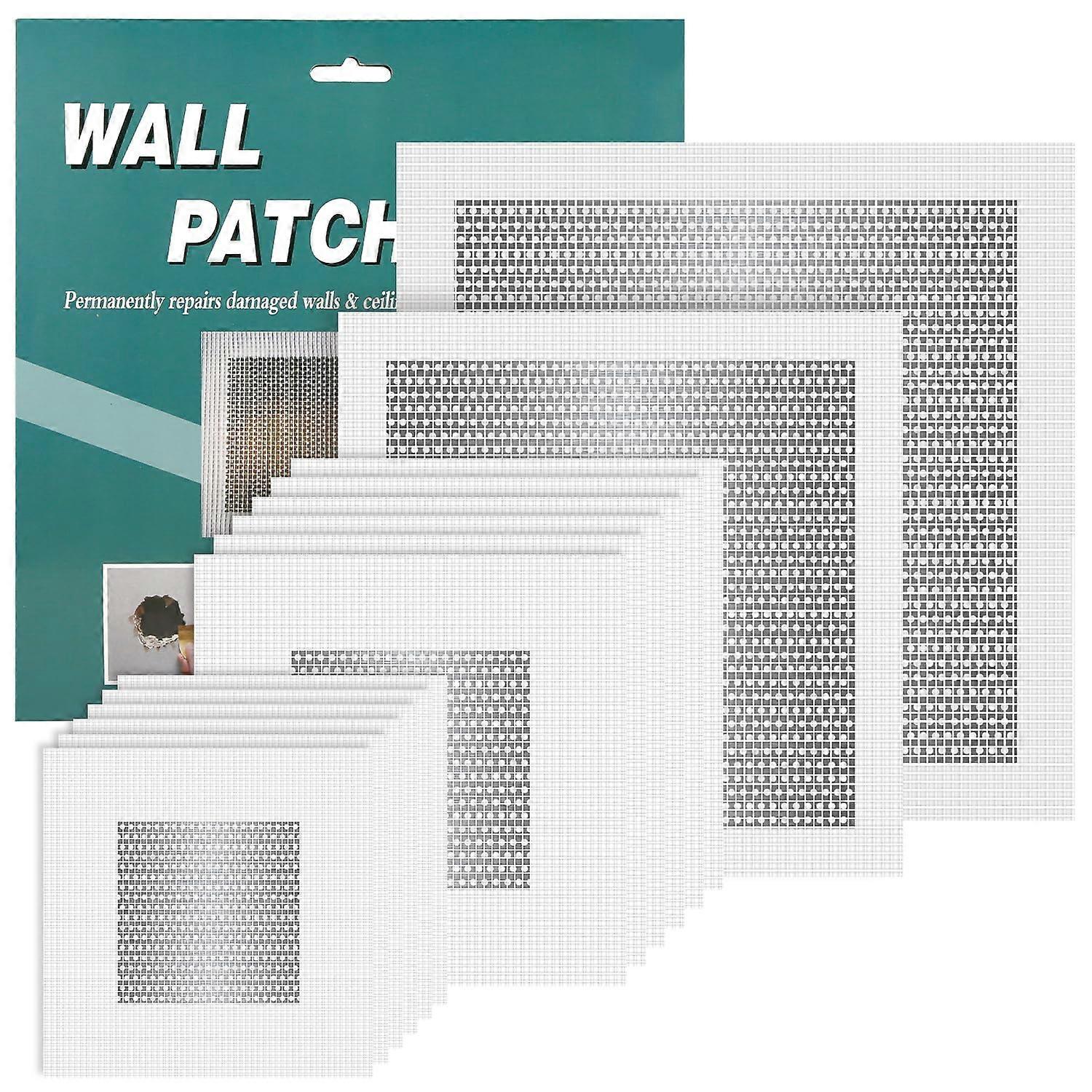 14pcs Drywall  Kit with Multiple Sizes, Self Adhesive Aluminum Mesh Patches for Quick Wall Fix