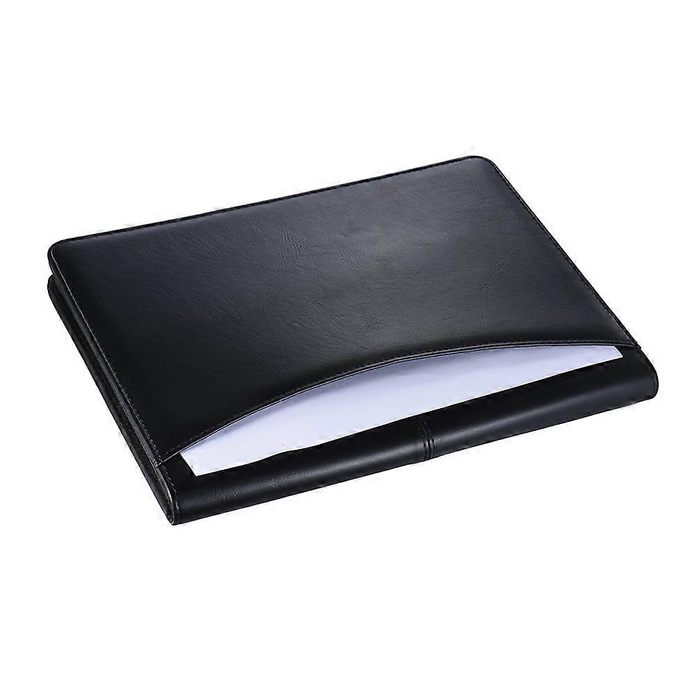 Porte-documents multifonctionnel professionnel A4 en cuir PU avec fermeture éclair et bloc-notes
