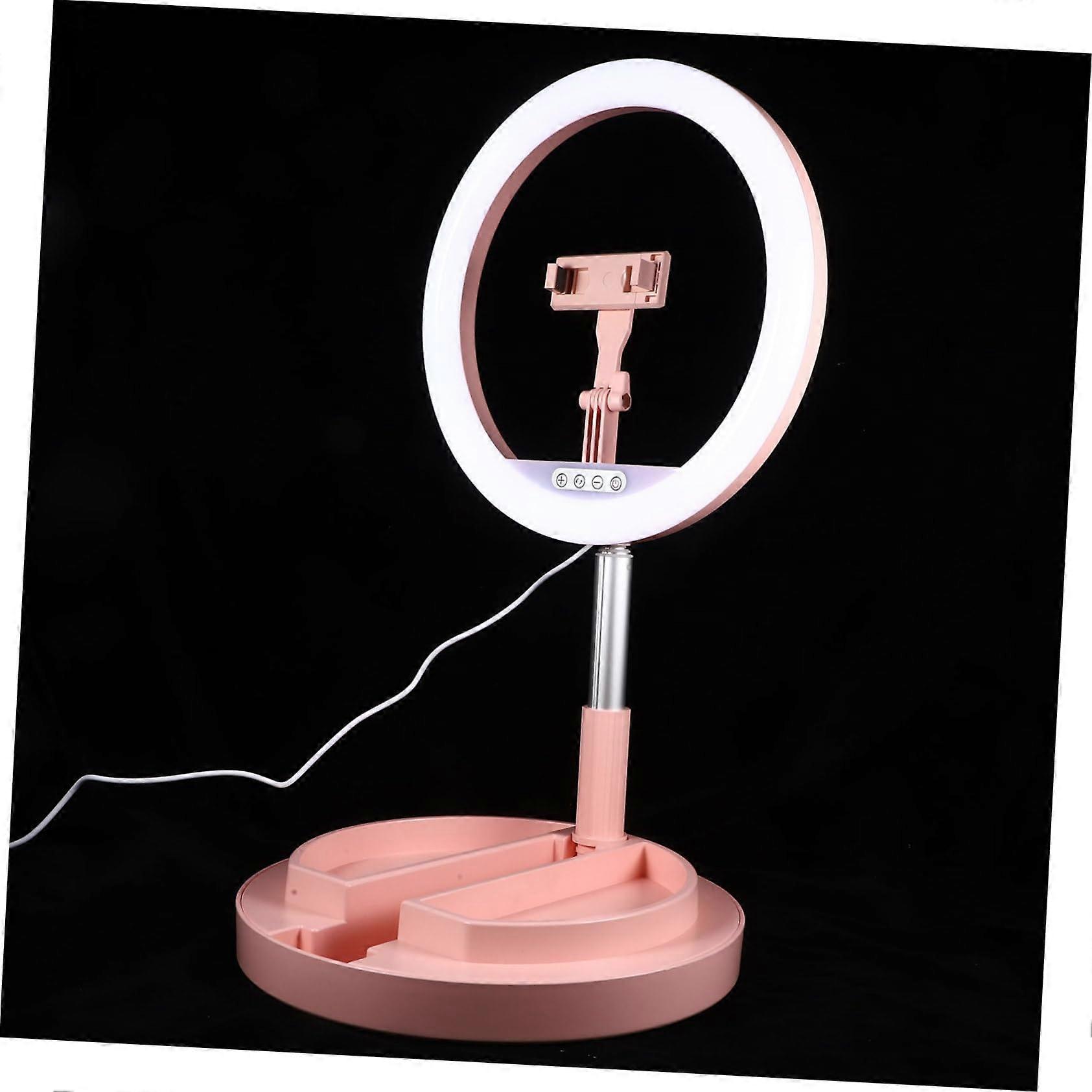 Ring Light Phone Stand with USB Power, Adjustable 10Level Brightness, 3 Color Modes, Pink