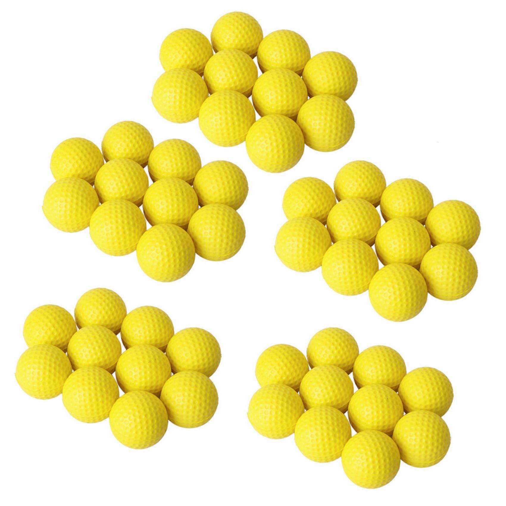 50Pcs Yellow Soft Elastic Indoor Practice PU Golf Ball