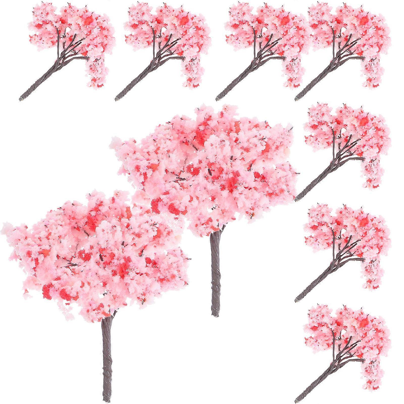 Model Cherry Trees Scenery for Layout Miniature with 10Pcs