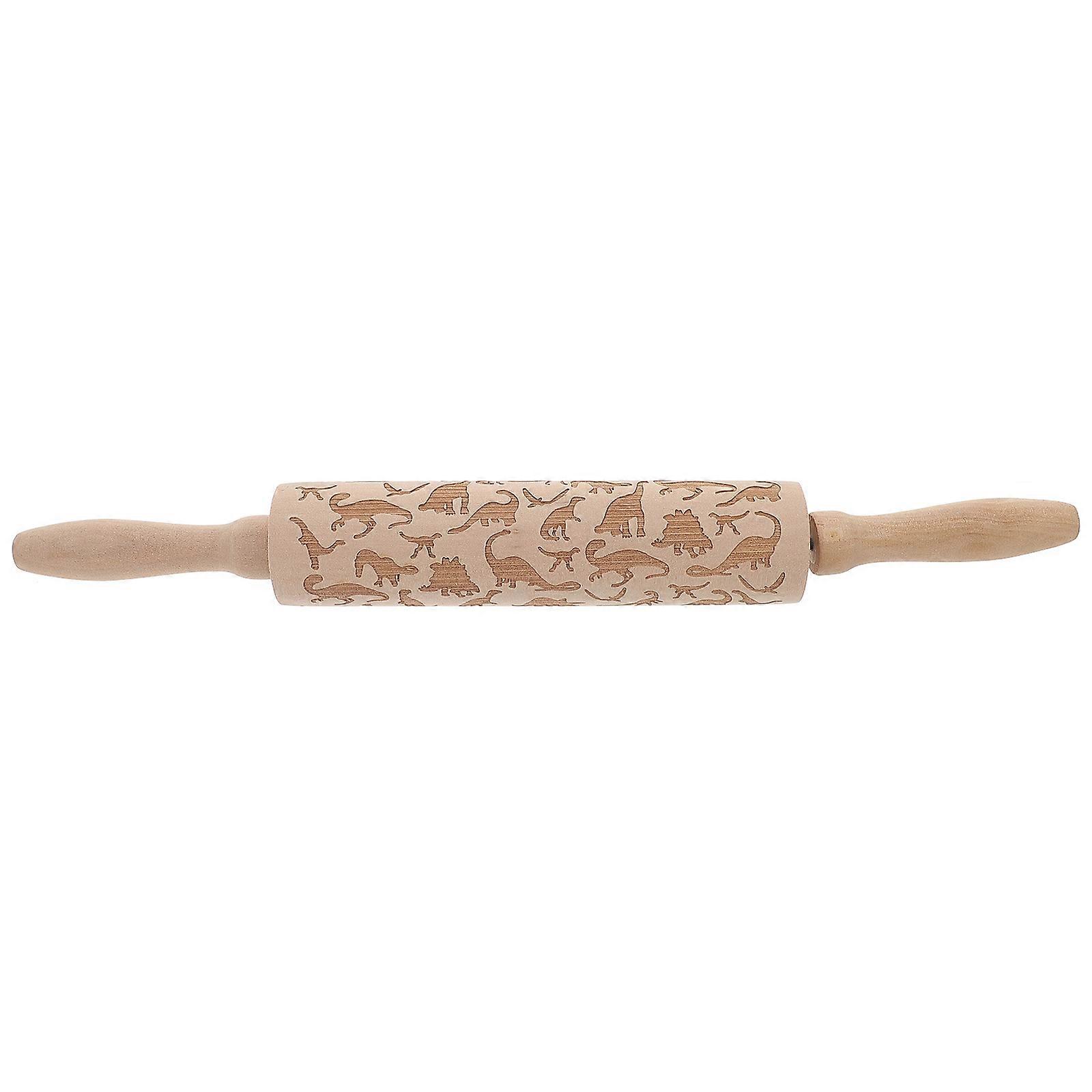 Pastry Pattern Roller Wooden Dough Rolling Tool 35x4.5x4.5cm Beige Baking 1Pack