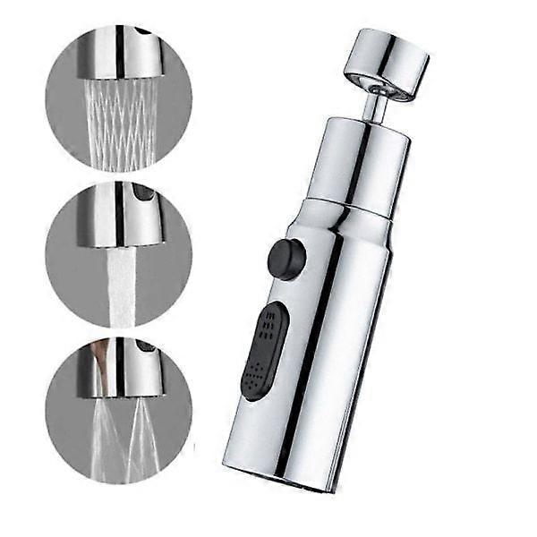 Kitchen faucet nozzle, 3 speed settings, 720 rotation, silver