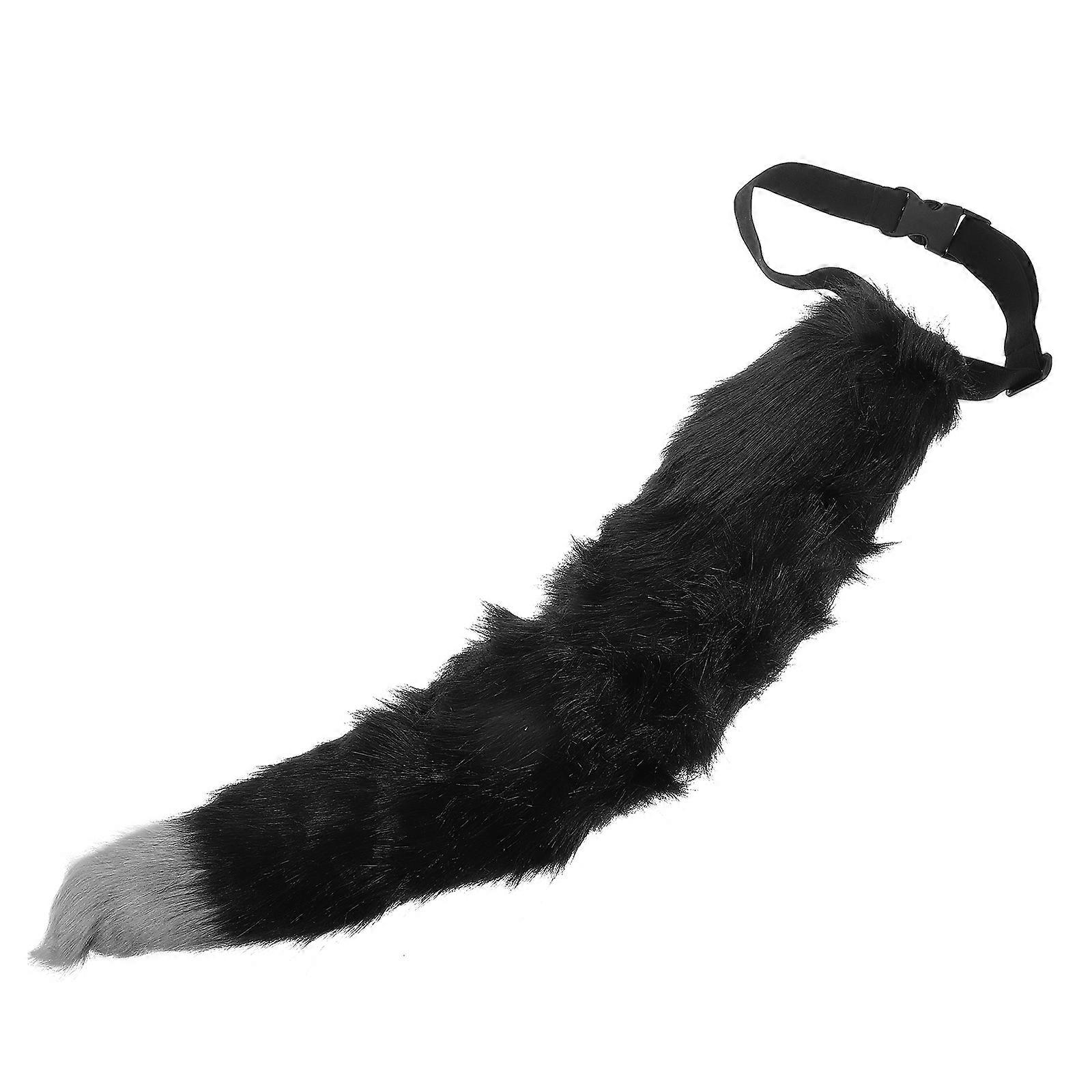 Faux Animal Tail Plush Fox Costume Tail for Size Black