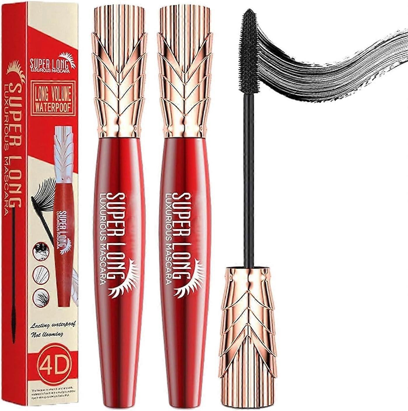 Waterproof Mascara 2PCS Pack, 4D Volume and Curl, Super Long Lash Effect, Long Lasting Wear