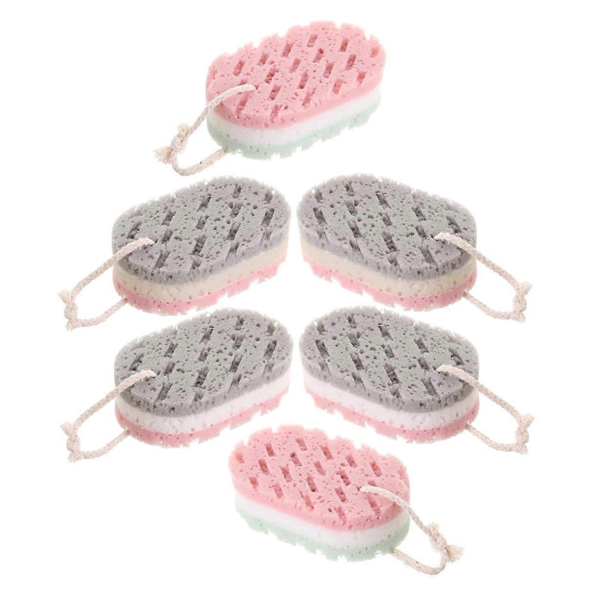 Bath Sponge for Adults 6pcs Gentle Exfoliating Body Scrubber with Soft Texture and Hanging Loop