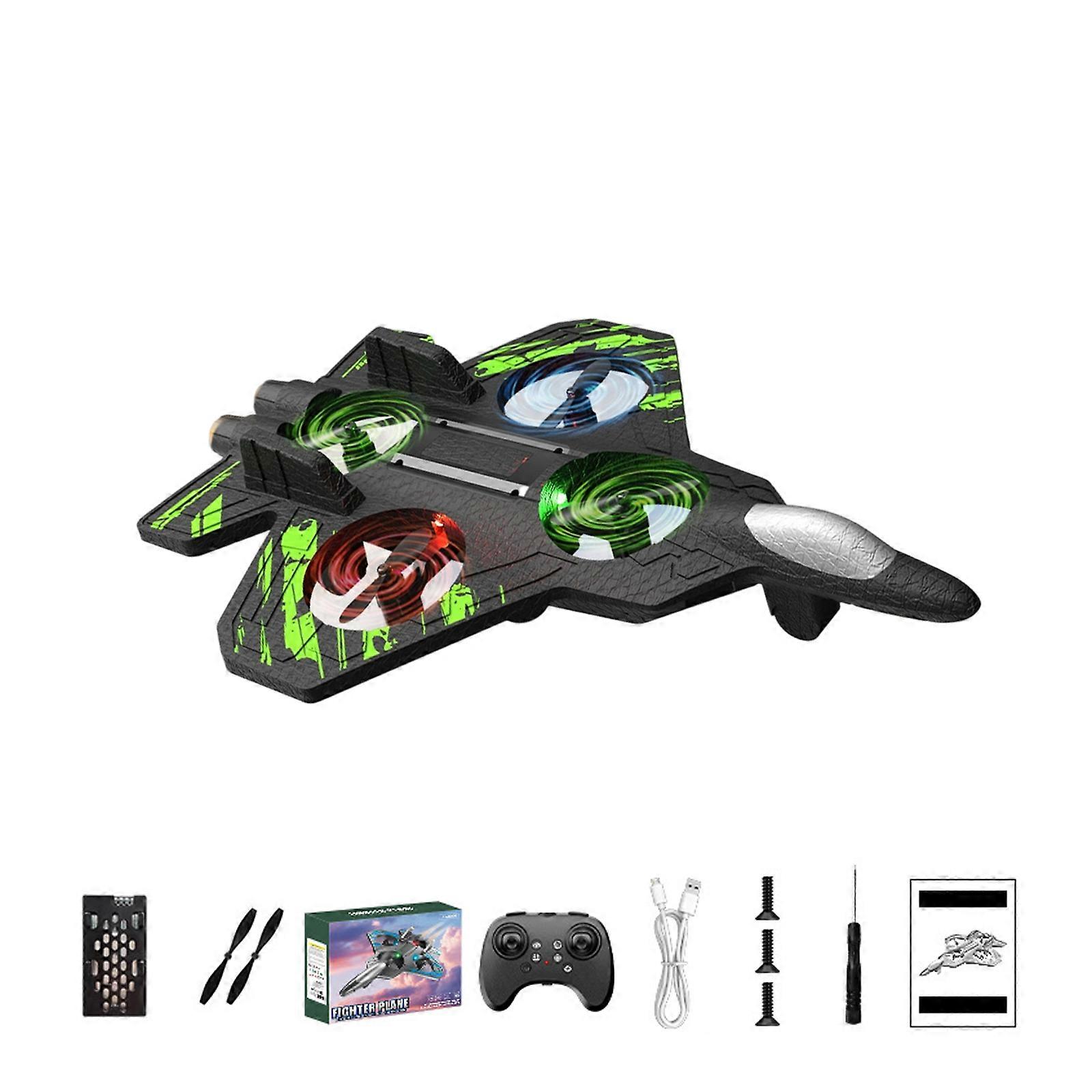 Easy To Control Beginner Remote Control Plane Including Double Speed Modes 360 Flips Strong EPP Foam And LED Lights  Green
