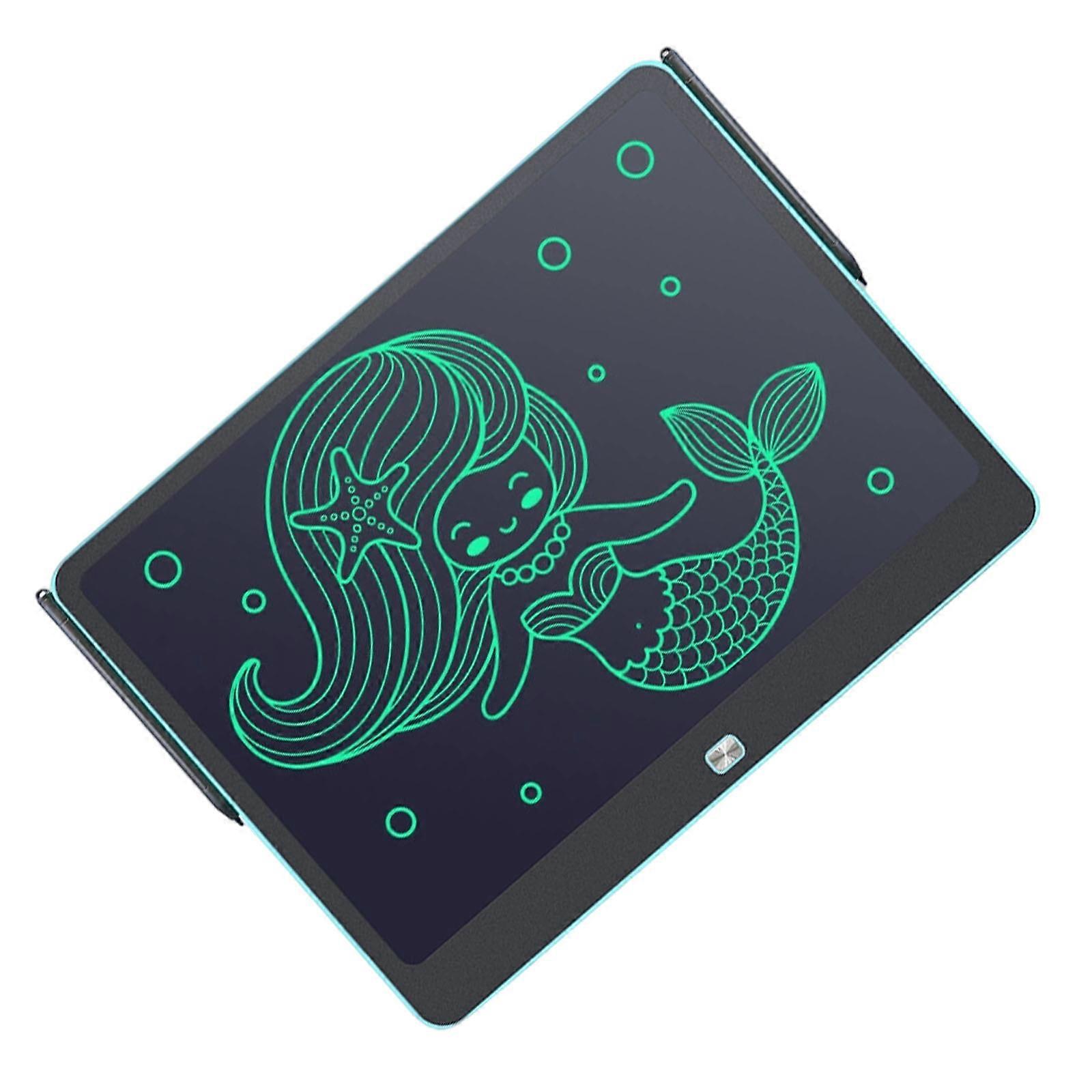 One Touch Erase Function Rechargeable LCD Writing Board Easily Clearing for Repeated Sketching Learning Activities  Sky Blue