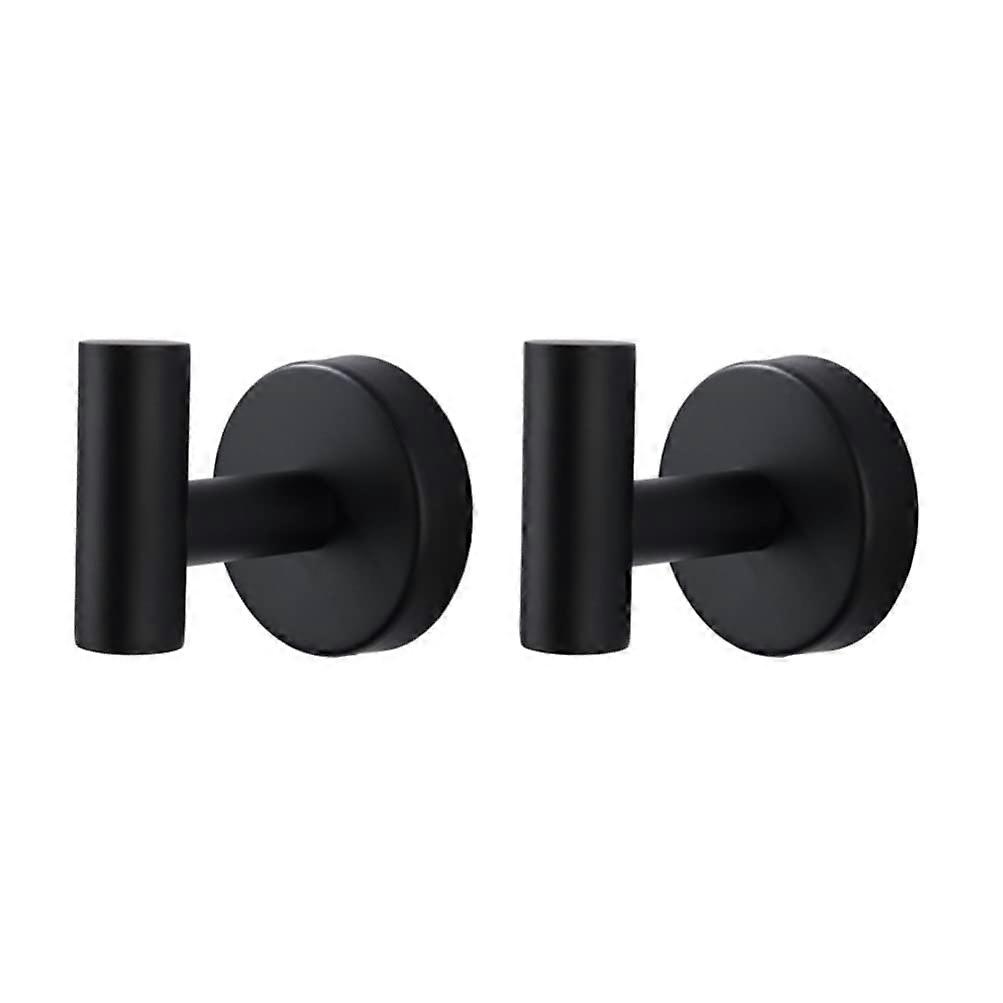 Towel Hooks 2 Pack Rustproof Stainless Steel Black Wall Mounted Coat Hooks for Bathroom Kitchen Garage