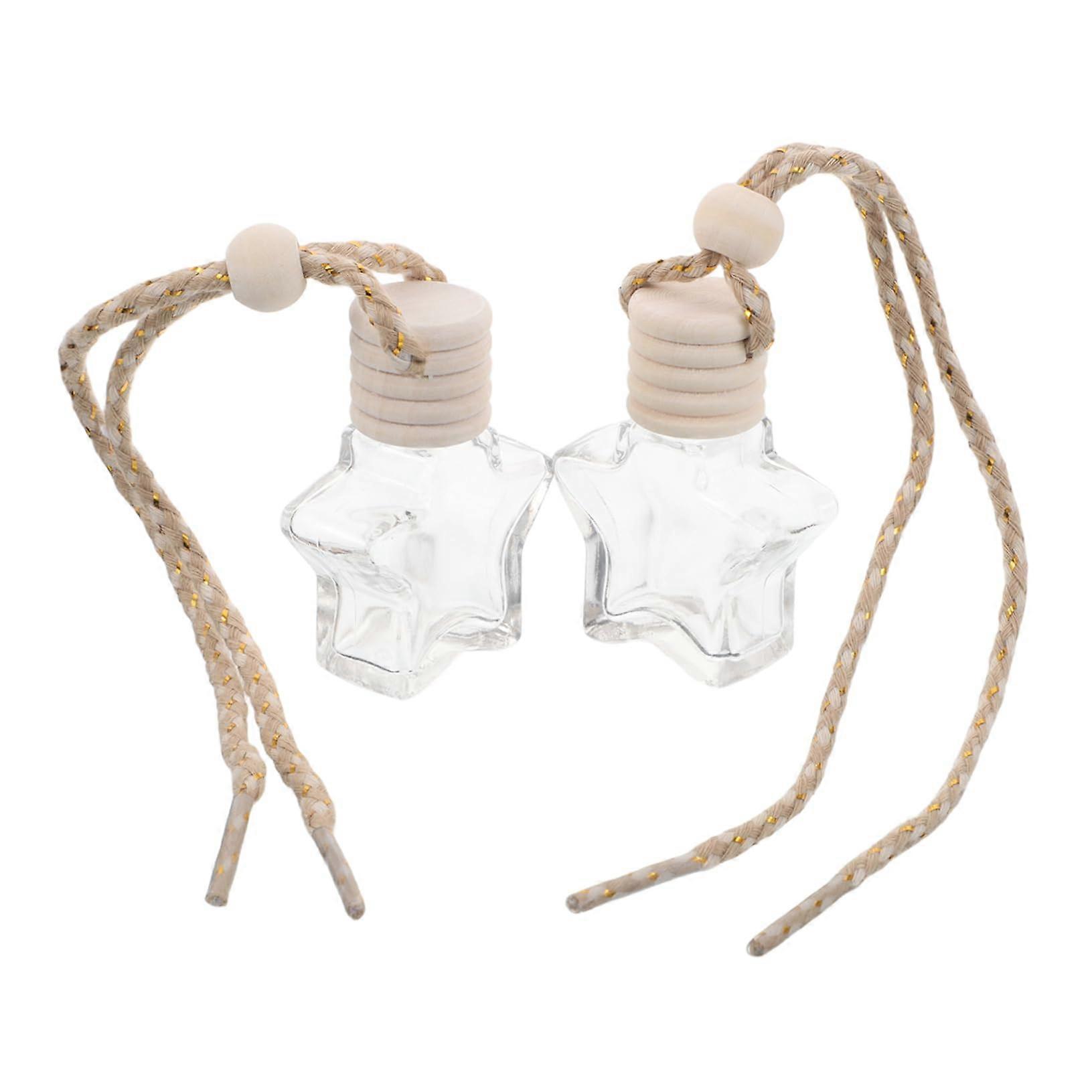 2pcs Refillable Car Hanging Perfume Bottle Glass Aromatherapy Diffuser Elegant Car Decoration