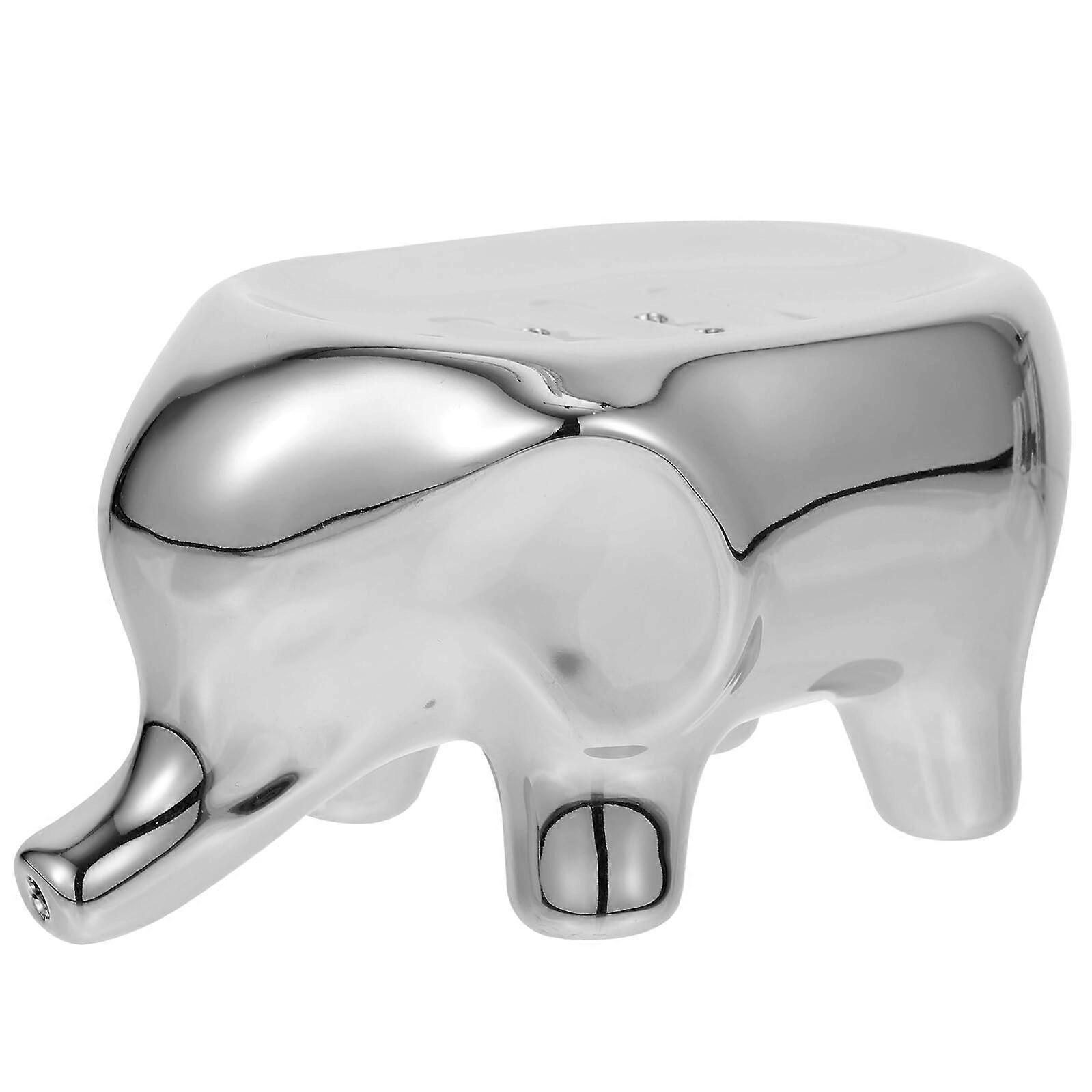 Ceramic Elephant Soap Dish with Self Draining Design for Bathroom and Kitchen Decor