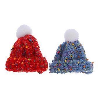 2pcs Mini chapeaux tricotés mignons pour poupées Petits chapeaux d’hiver pour l’artisanat et les ornements de maison de poupée Accessoires de bonnet flou pour les projets de bricolage