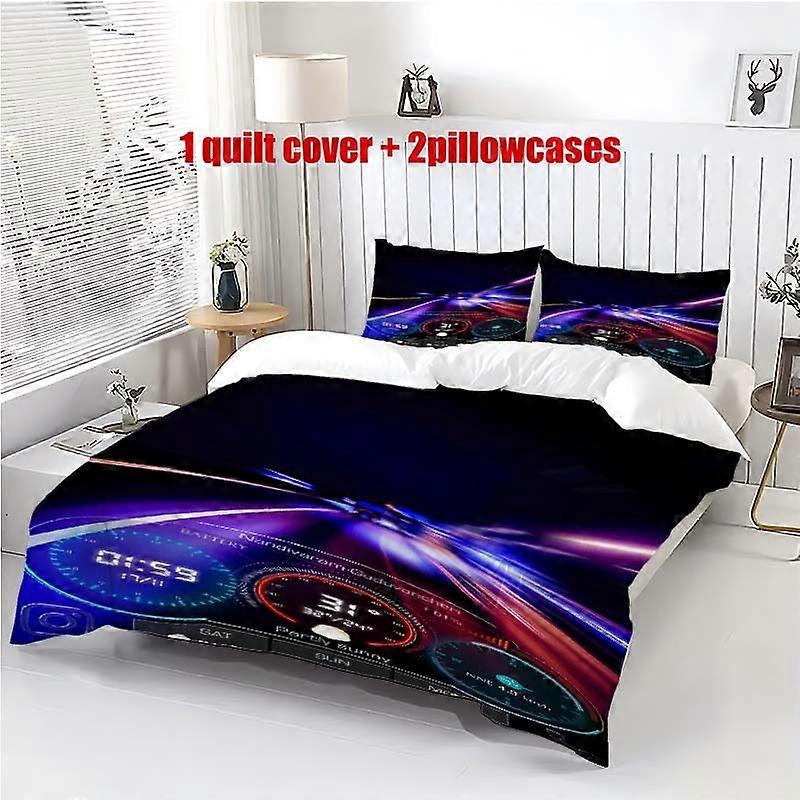 3pcs Tech Dynamic Dashboard Theme Pattern Bedding Set Duvet Cover and Pillowcases