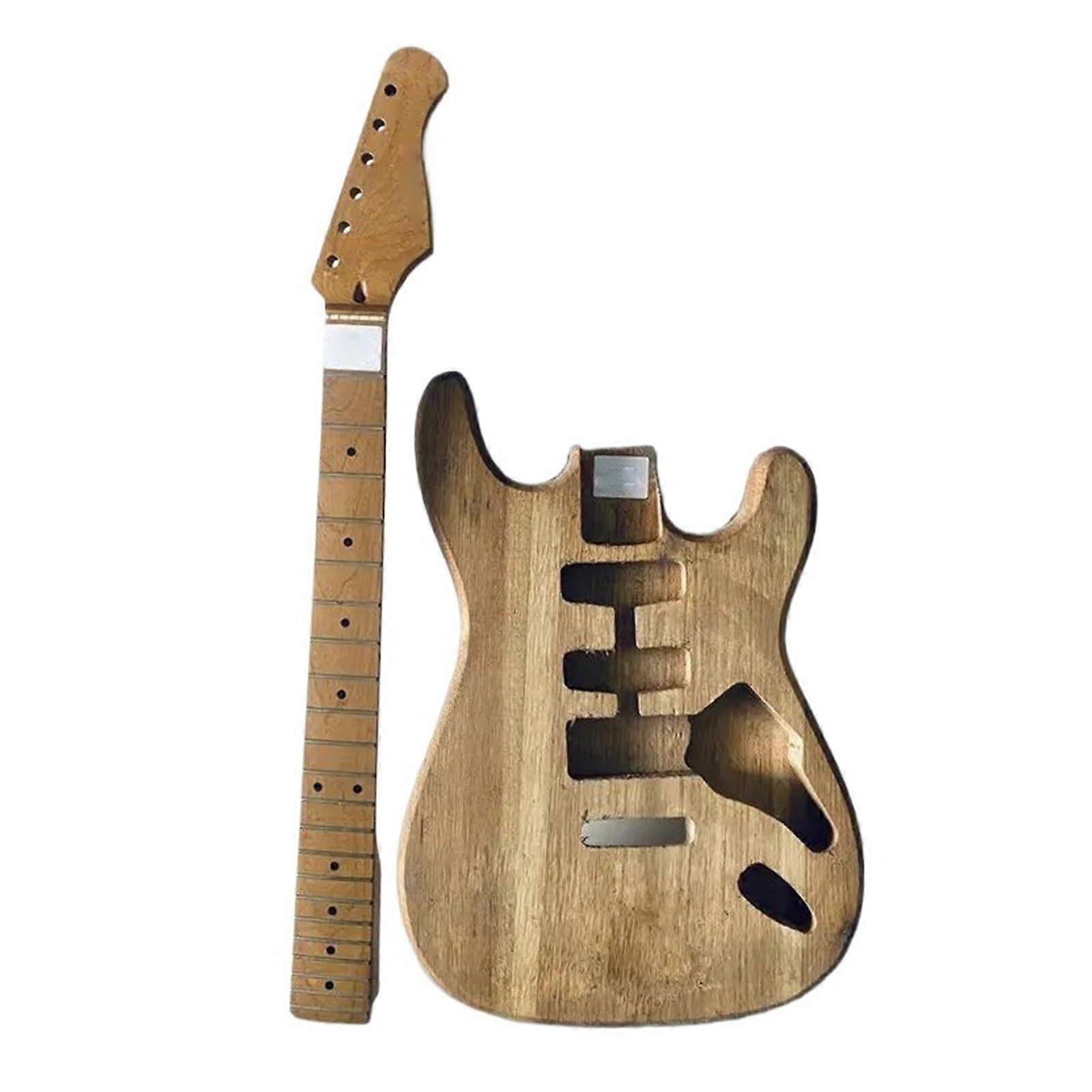 DIY Electric Guitar Kit with Maple Neck, Classic Wood Finish and Durable Solid Construction for Custom Build