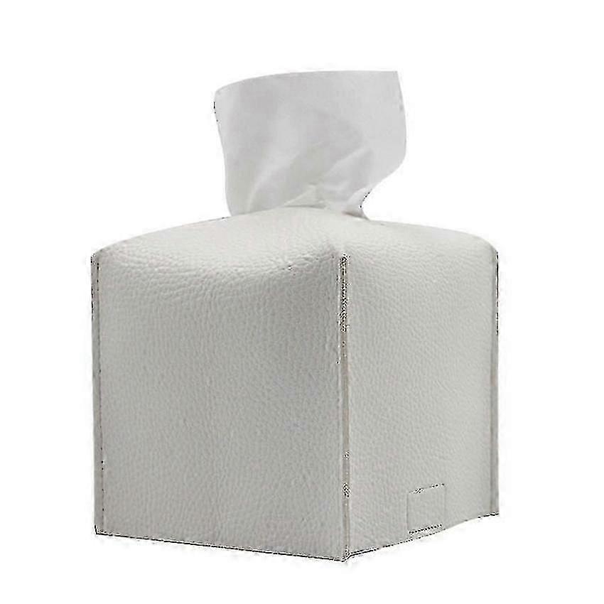 Leather Storage Lid Gray Square Tissue Box