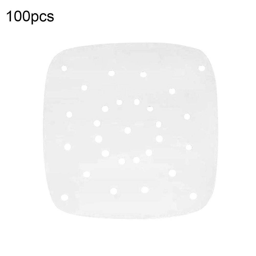 100pcs 7/8/9inch Square Non-stick Air Frying Pan Pad Barbecue Paper Steam Mat City