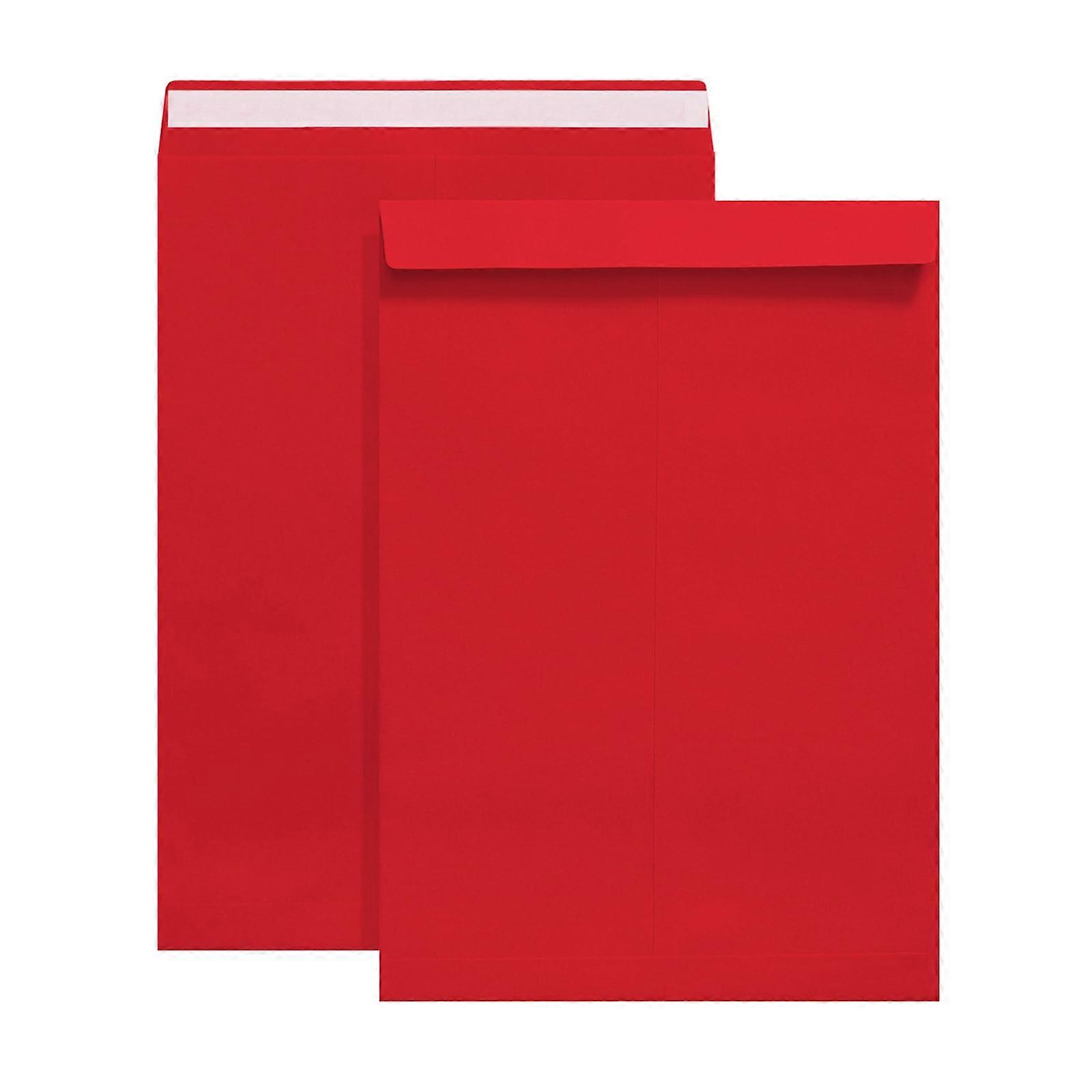 50Pcs Red Recyclable Paper Envelopes 12.7x9 Inch Tear Resistant Document Storage for Office Mailing
