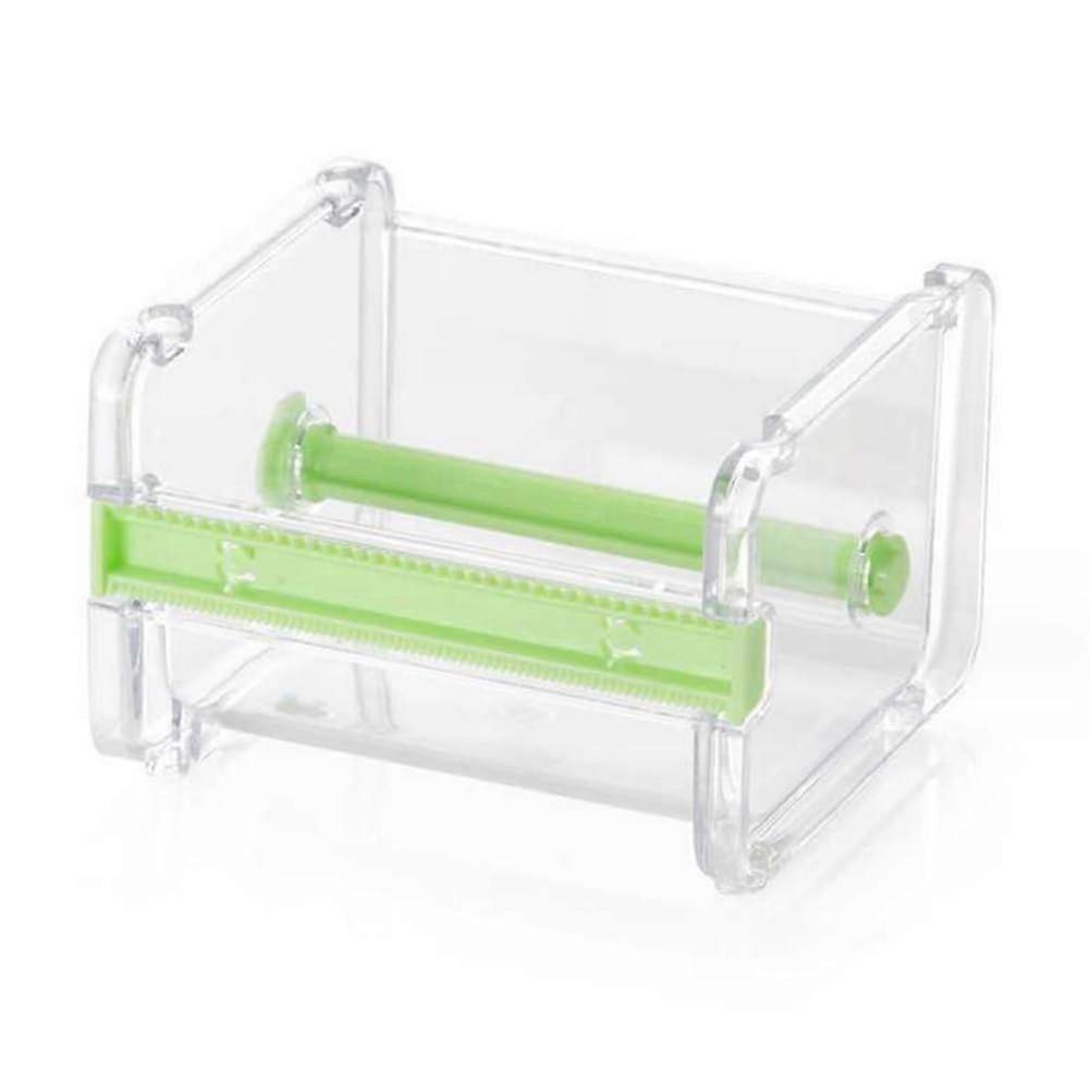 Transparent Desktop Tape Dispenser with Dual Zigzag Cutter, Stackable Clear MultiTape Holder for Office School Green