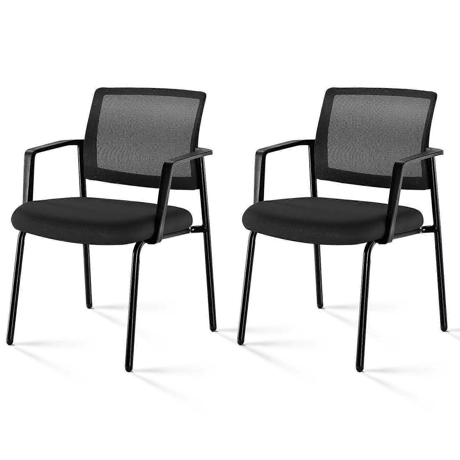 Ergonomic Stackable Mesh Office Chairs with Breathable Cushion Seat, Modern Black Frame, 2 Pack