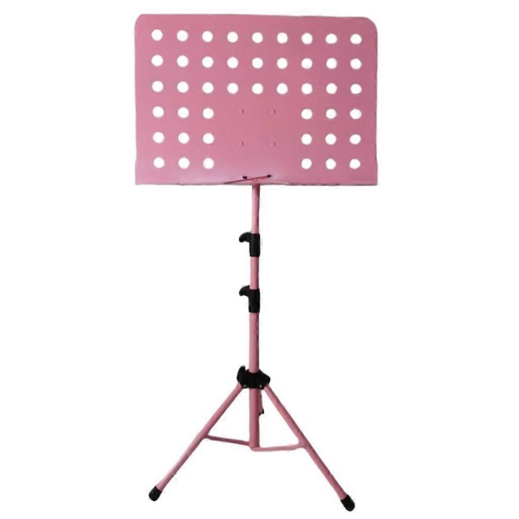 Pink Foldable Music Stand Height Adjustable Lightweight Durable Tripod for Guitar Violin