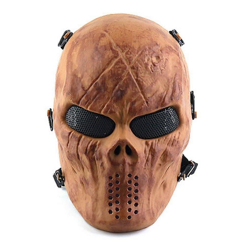 Airsoft Full Face Skull Mask with Adjustable Straps and Impact Resistant Shield for Tactical Combat