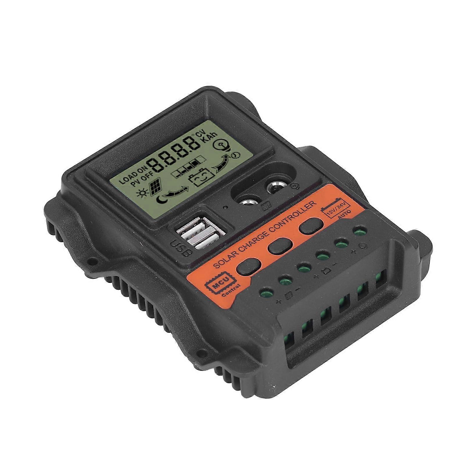 20A Solar Charge Controller 12V 24V with LCD Display Dual USB Fast Charging and Automatic Voltage Detection