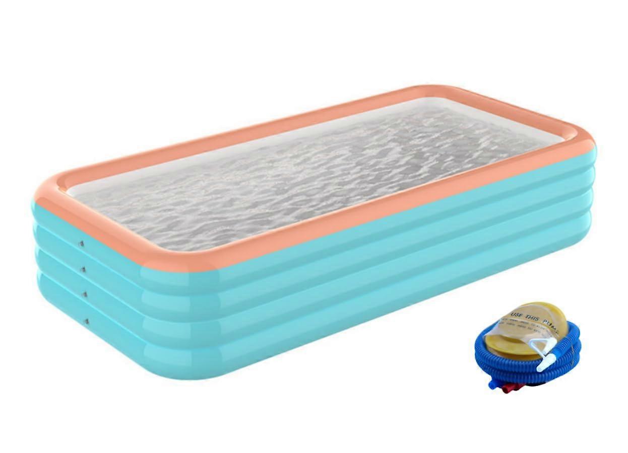 XL Oversized Rectangular Inflatable Pool with Pump for Family Backyard Swimming