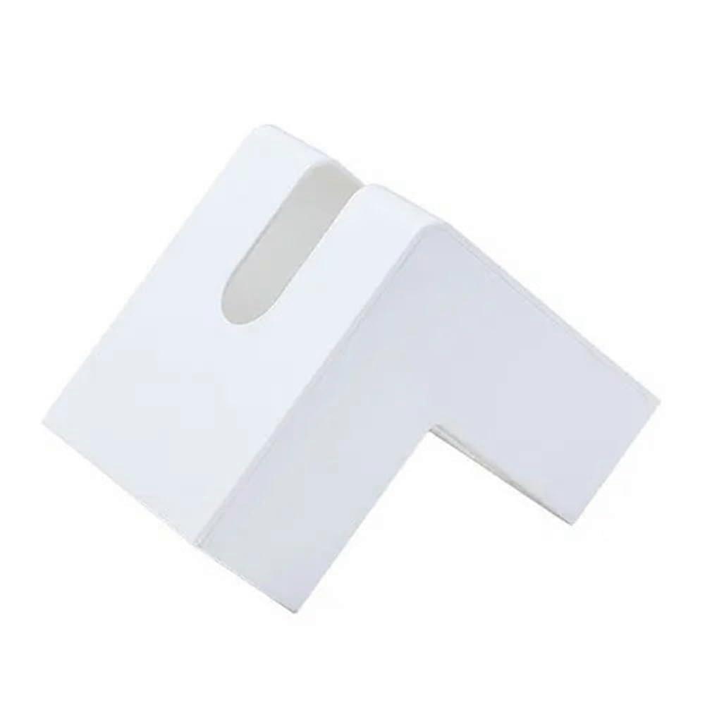 Tissue Box Holder with Corner Tray, SpaceSaving White Tissue Storage for Home and Office
