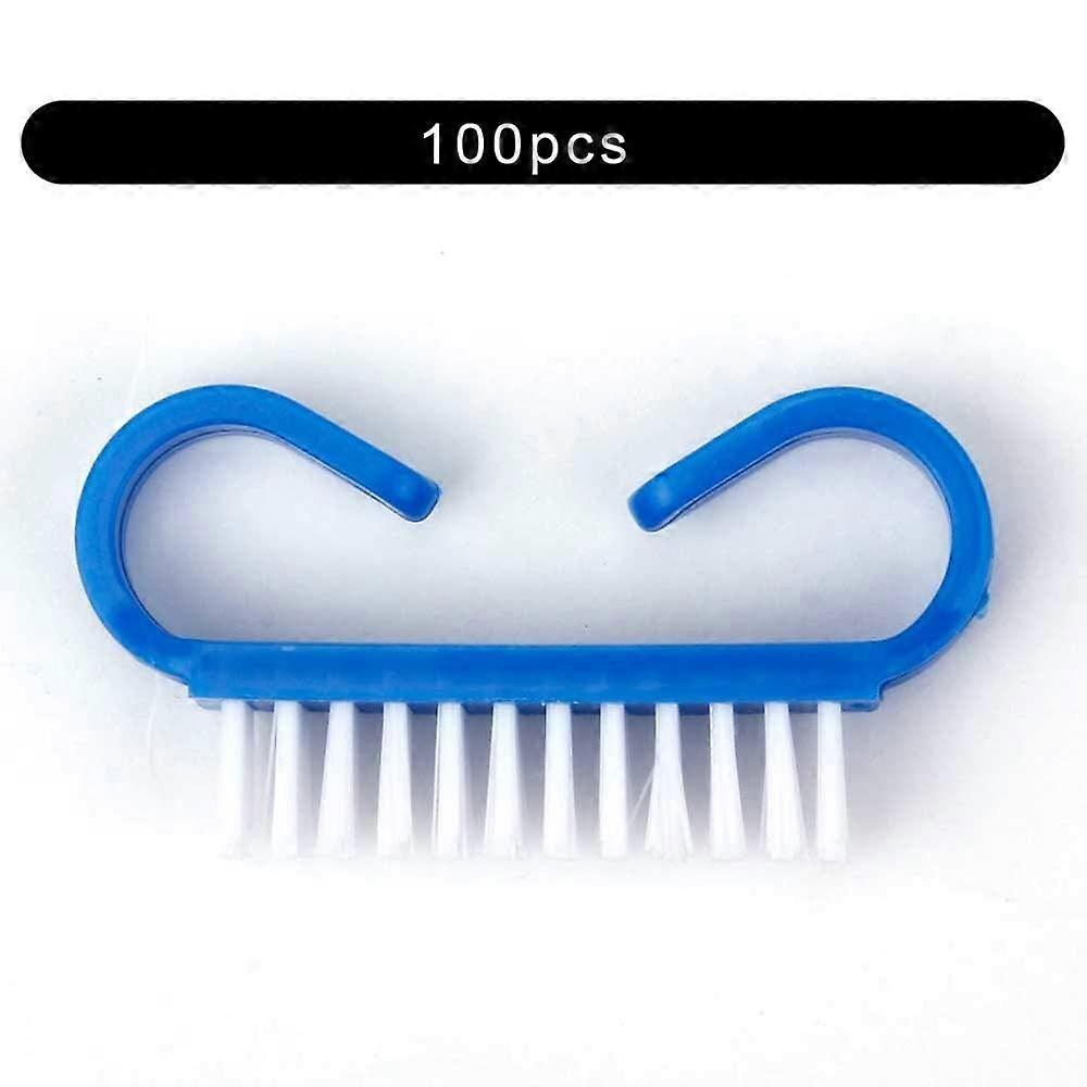 100 Pack Solid Blue Nail Cleaning Brushes for Manicure Pedicure, Durable and Easy Clean
