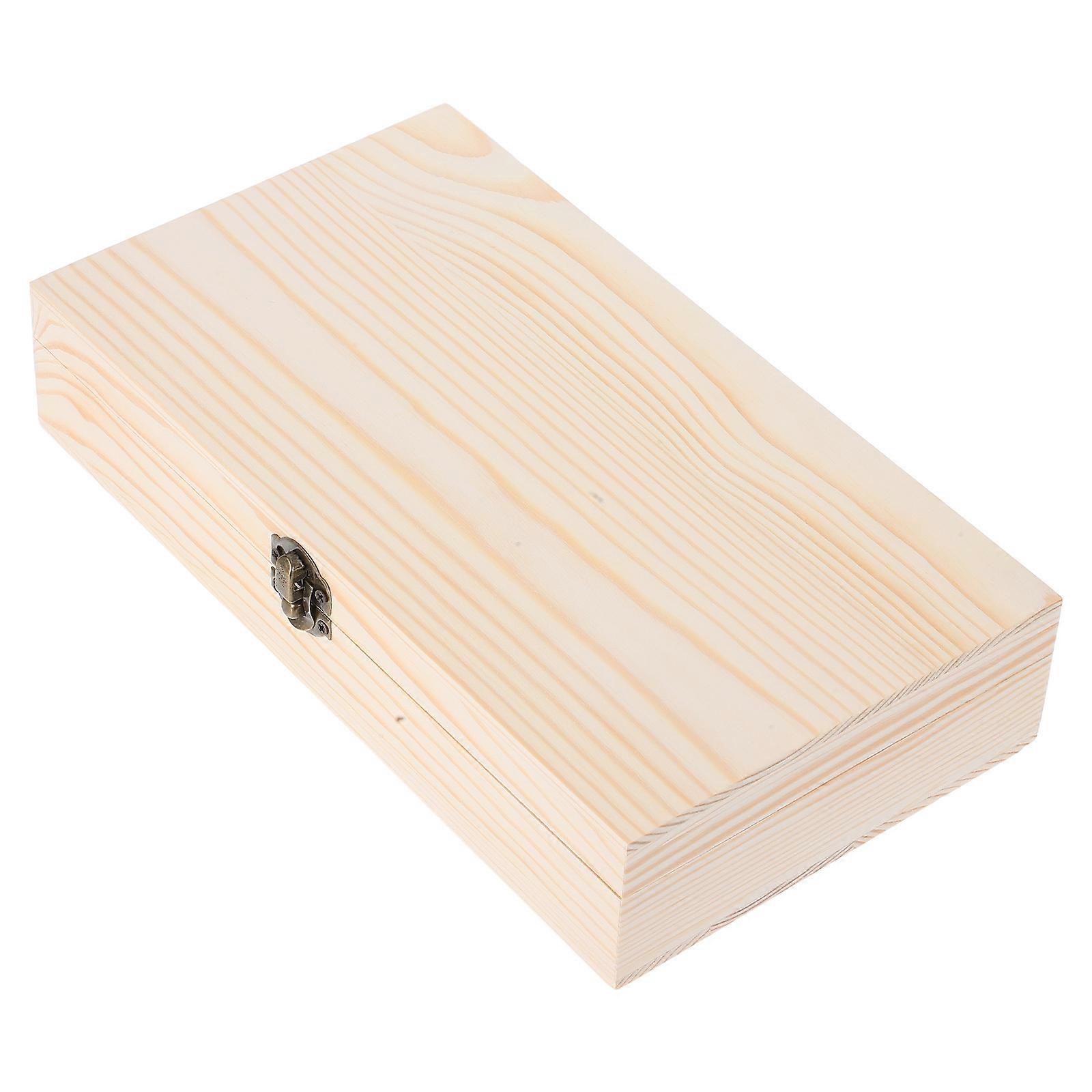 Wooden Keepsake Box with Hinged Lid for Storage Rustic Beige Design