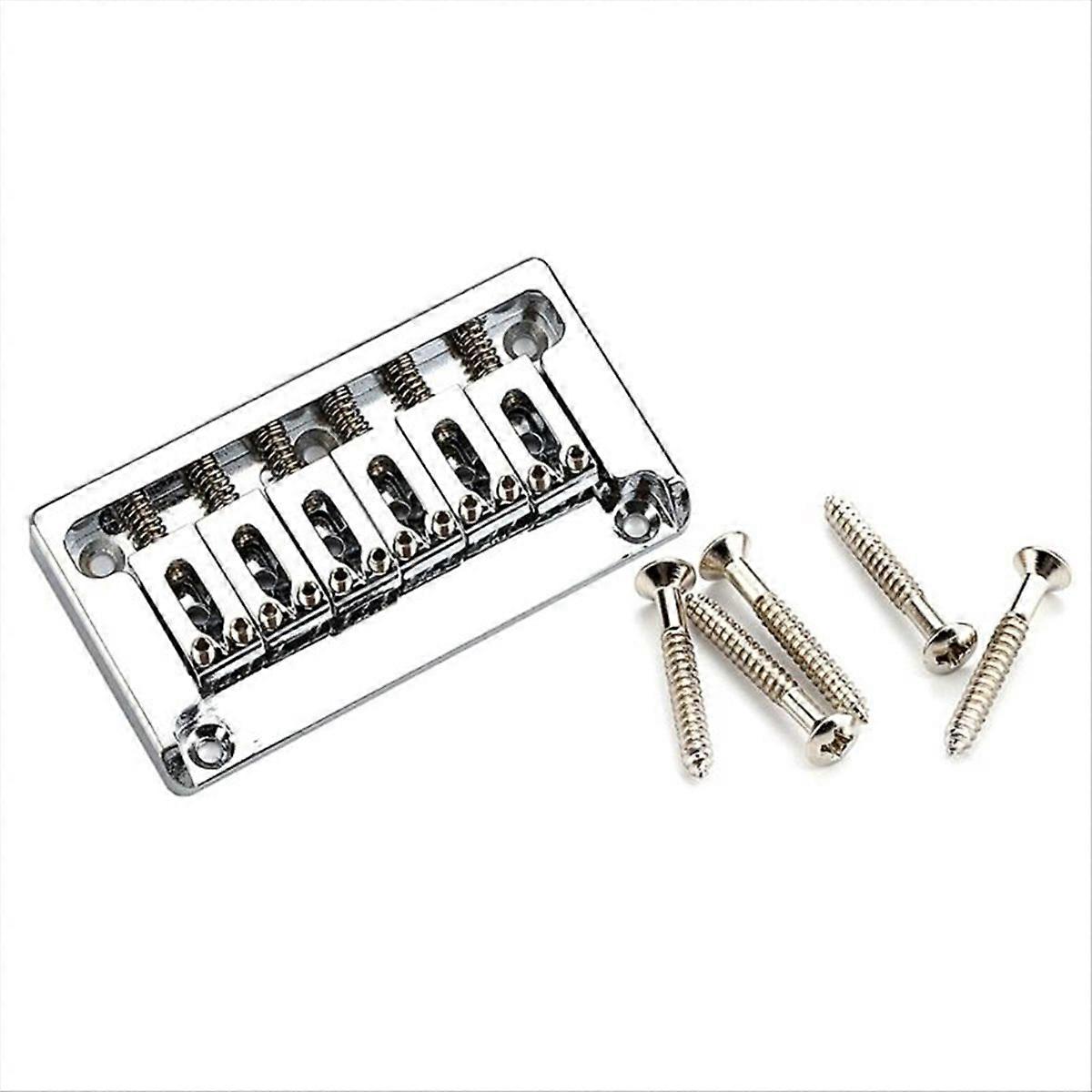 6 String Fixed Saddles Guitar Bridge Top Load Tailpiece Silver