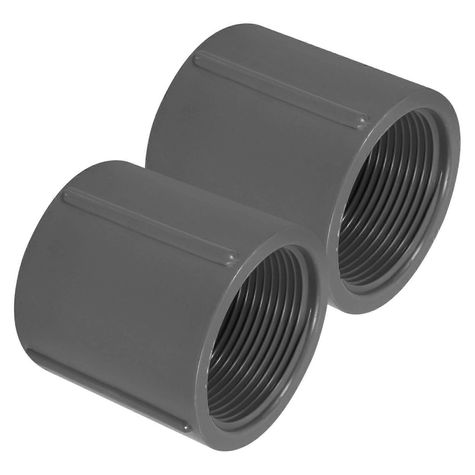 PVC Threaded Pipe Connector Full Thread Joint for Pipe 2Pcs Grey Fitting